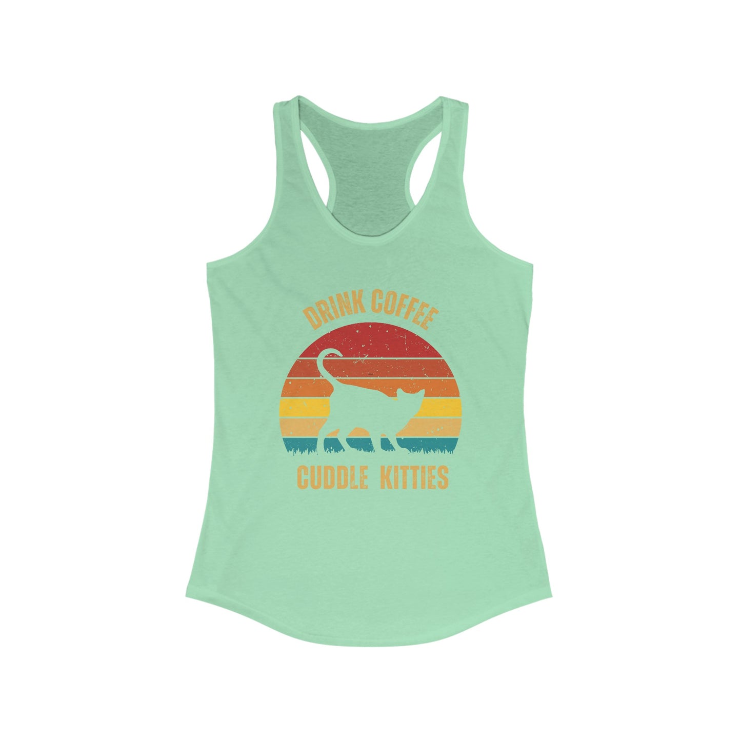 Drink Coffee Cuddle Kitties Racerback Tank, Funny Cat Shirt, Cat Lover Gift, Cat Tank Top, Cat Mom Gift, Cat Dad Gift, Cat Lover Shirt, Coffee Drinker Gift