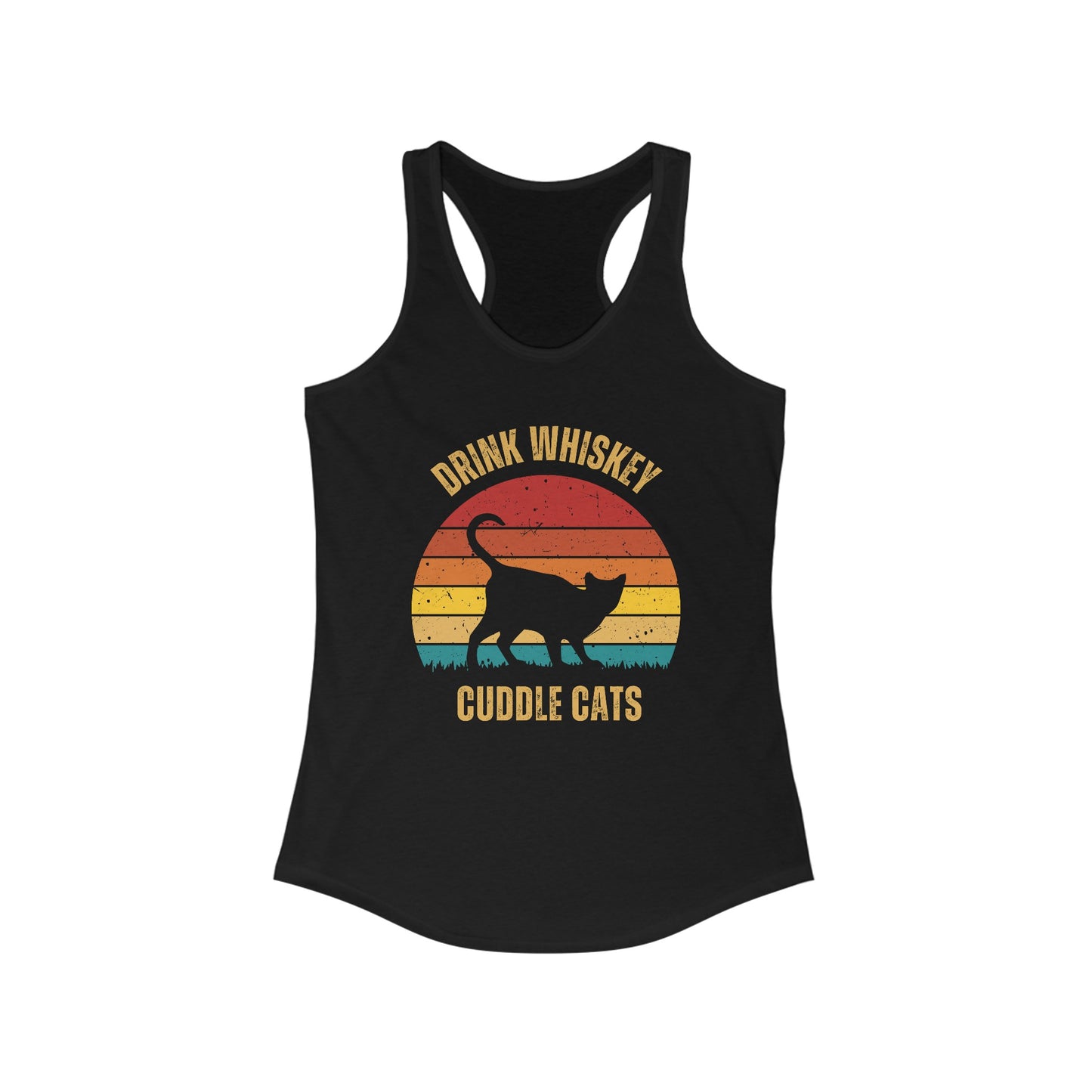 Drink Whiskey Cuddle Cats Racerback Tank, Funny Cat Shirt, Cat Lover Gift, Cat Tank Top, Cat Mom Gift, Cat Dad Gift, Cat Lover Shirt, Whiskey Drinker Gift