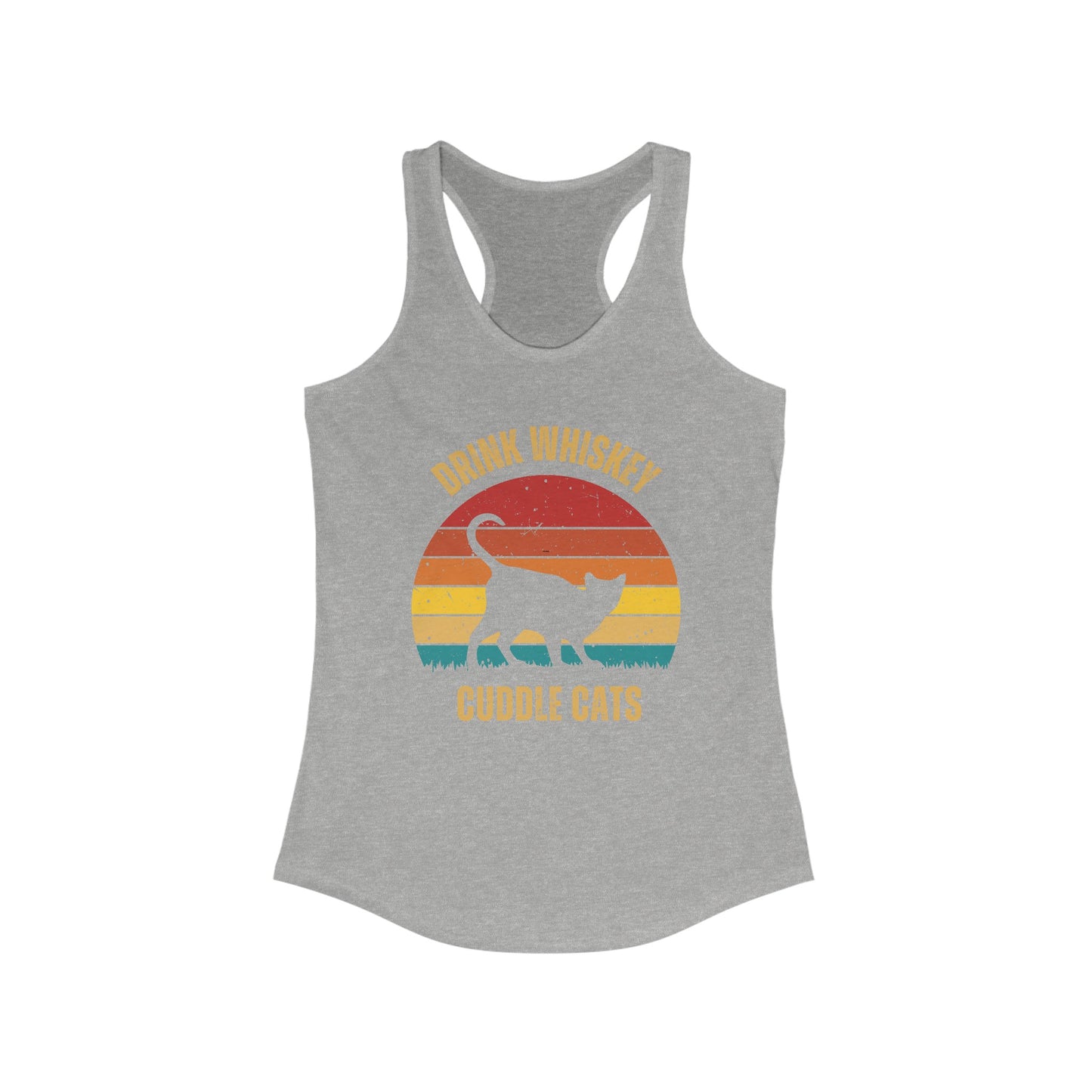 Drink Whiskey Cuddle Cats Racerback Tank, Funny Cat Shirt, Cat Lover Gift, Cat Tank Top, Cat Mom Gift, Cat Dad Gift, Cat Lover Shirt, Whiskey Drinker Gift