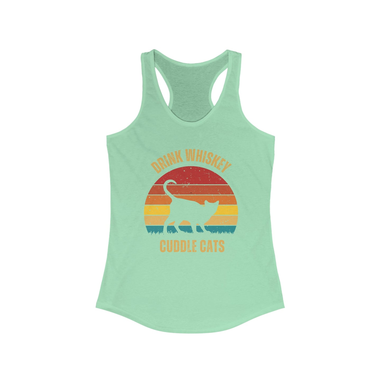 Drink Whiskey Cuddle Cats Racerback Tank, Funny Cat Shirt, Cat Lover Gift, Cat Tank Top, Cat Mom Gift, Cat Dad Gift, Cat Lover Shirt, Whiskey Drinker Gift