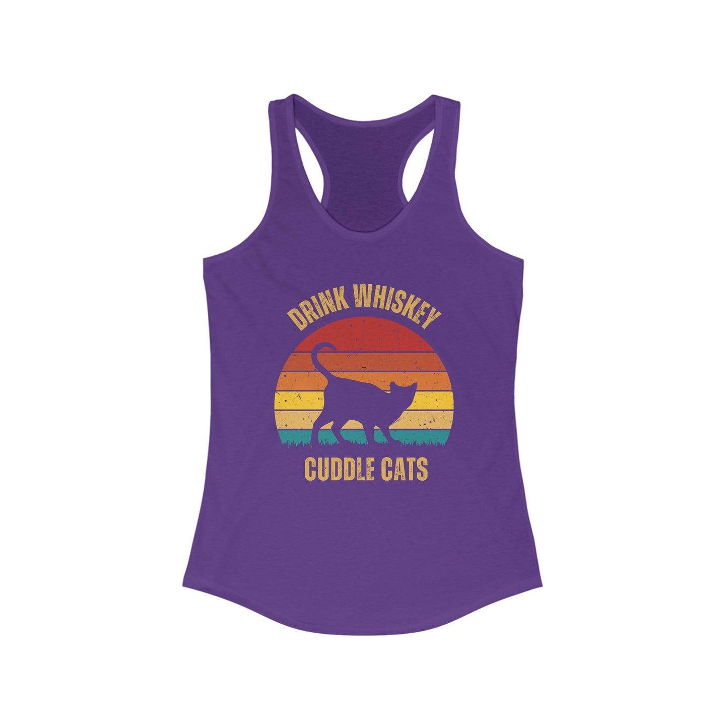 Drink Whiskey Cuddle Cats Racerback Tank, Funny Cat Shirt, Cat Lover Gift, Cat Tank Top, Cat Mom Gift, Cat Dad Gift, Cat Lover Shirt, Whiskey Drinker Gift