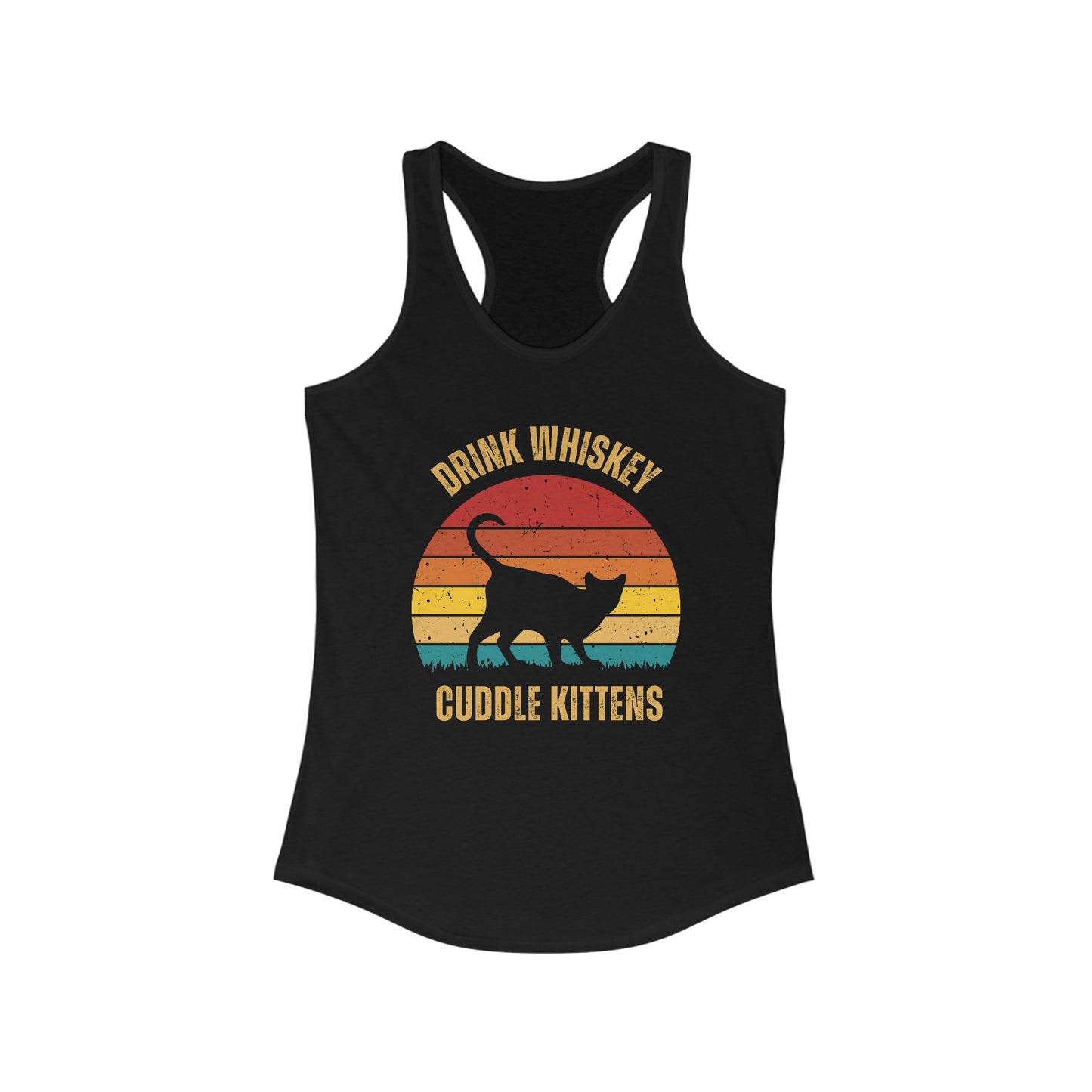 Drink Whiskey Cuddle Kittens Racerback Tank, Funny Cat Shirt, Cat Lover Gift, Cat Tank Top, Cat Mom Gift, Cat Dad Gift, Cat Lover Shirt, Whiskey Drinker Gift