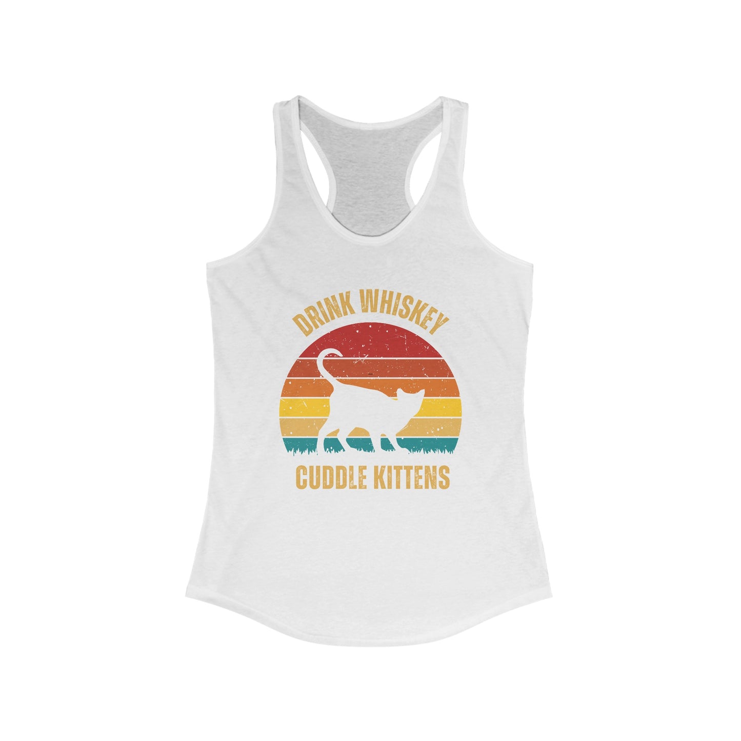 Drink Whiskey Cuddle Kittens Racerback Tank, Funny Cat Shirt, Cat Lover Gift, Cat Tank Top, Cat Mom Gift, Cat Dad Gift, Cat Lover Shirt, Whiskey Drinker Gift