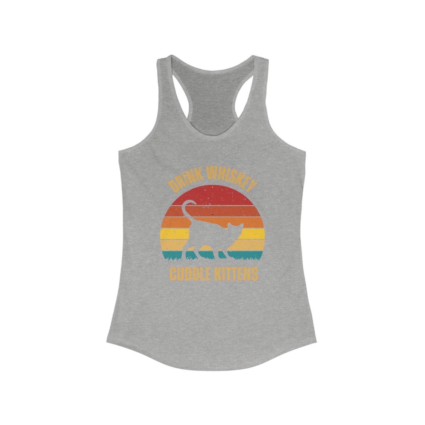 Drink Whiskey Cuddle Kittens Racerback Tank, Funny Cat Shirt, Cat Lover Gift, Cat Tank Top, Cat Mom Gift, Cat Dad Gift, Cat Lover Shirt, Whiskey Drinker Gift