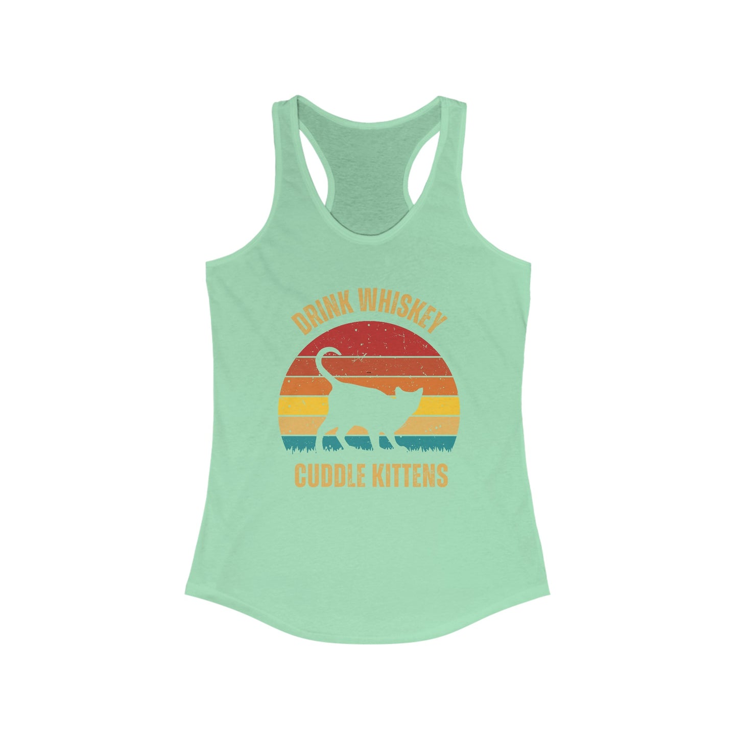 Drink Whiskey Cuddle Kittens Racerback Tank, Funny Cat Shirt, Cat Lover Gift, Cat Tank Top, Cat Mom Gift, Cat Dad Gift, Cat Lover Shirt, Whiskey Drinker Gift