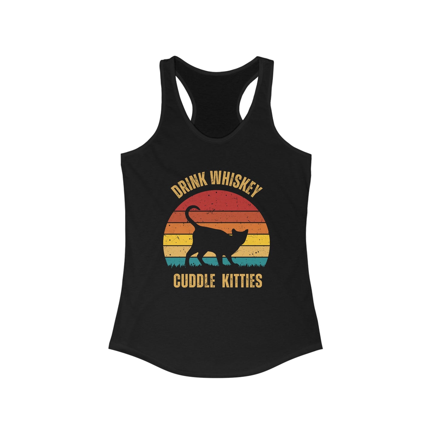 Drink Whiskey Cuddle Kitties Racerback Tank, Funny Cat Shirt, Cat Lover Gift, Cat Tank Top, Cat Mom Gift, Cat Dad Gift, Cat Lover Shirt, Whiskey Drinker Gift