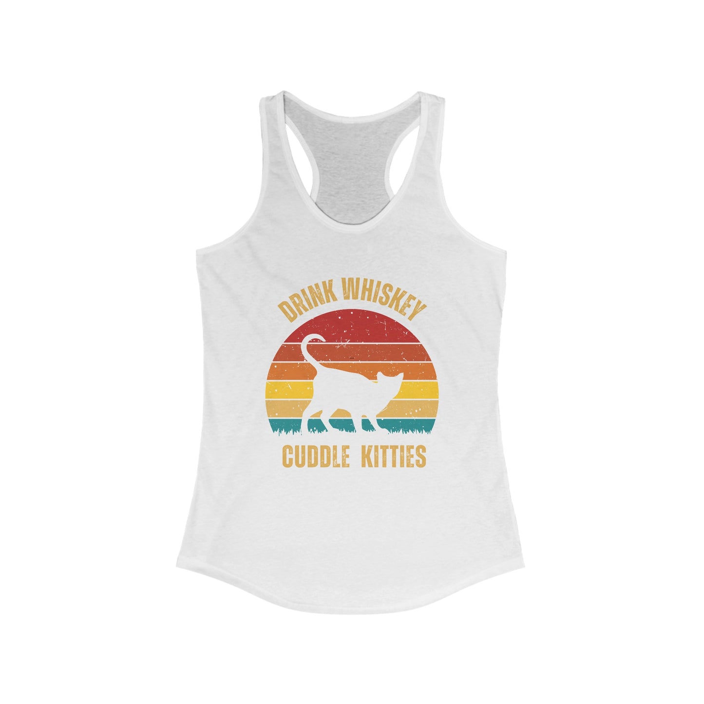 Drink Whiskey Cuddle Kitties Racerback Tank, Funny Cat Shirt, Cat Lover Gift, Cat Tank Top, Cat Mom Gift, Cat Dad Gift, Cat Lover Shirt, Whiskey Drinker Gift