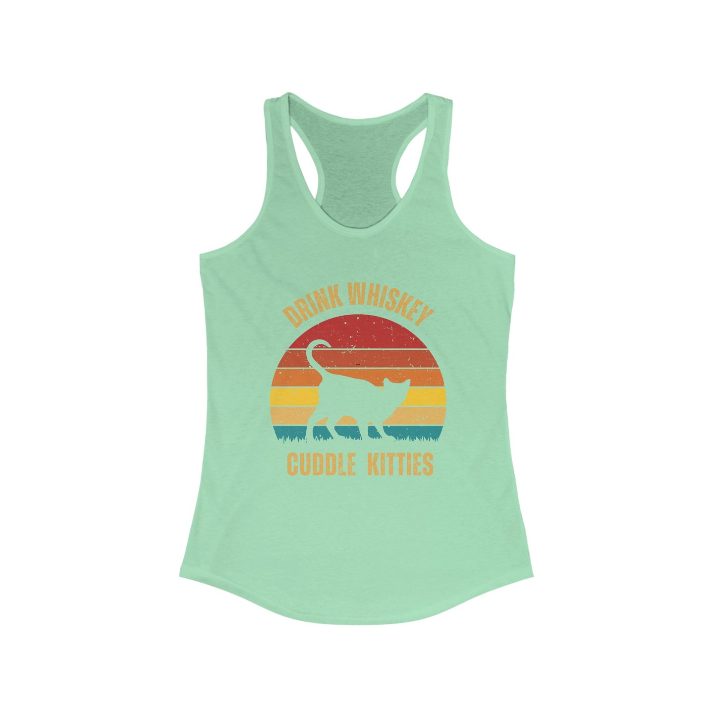 Drink Whiskey Cuddle Kitties Racerback Tank, Funny Cat Shirt, Cat Lover Gift, Cat Tank Top, Cat Mom Gift, Cat Dad Gift, Cat Lover Shirt, Whiskey Drinker Gift