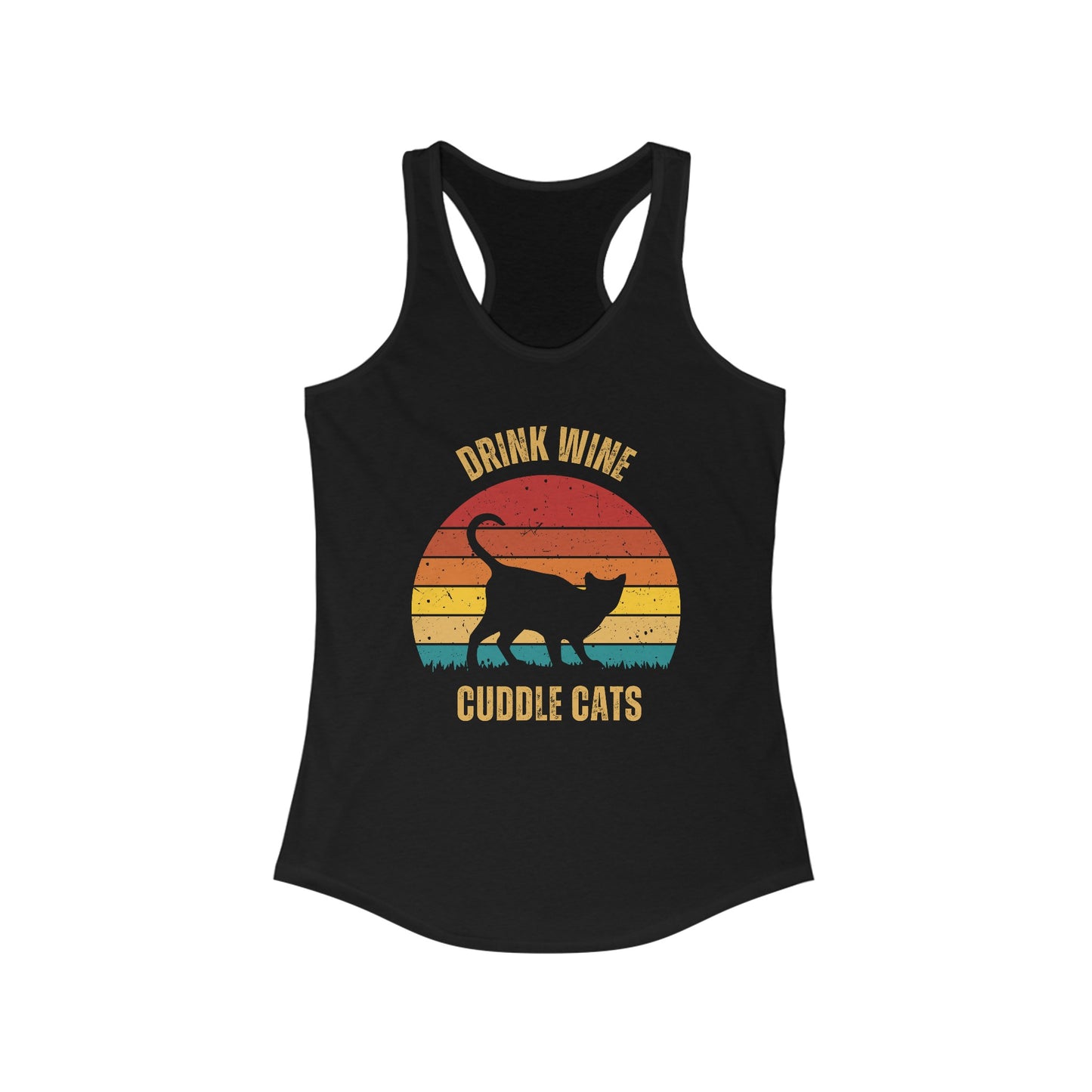 Drink Wine Cuddle Cats Racerback Tank, Funny Cat Shirt, Cat Lover Gift, Cat Tank Top, Cat Mom Gift, Cat Dad Gift, Cat Lover Shirt, Wine Drinker Gift