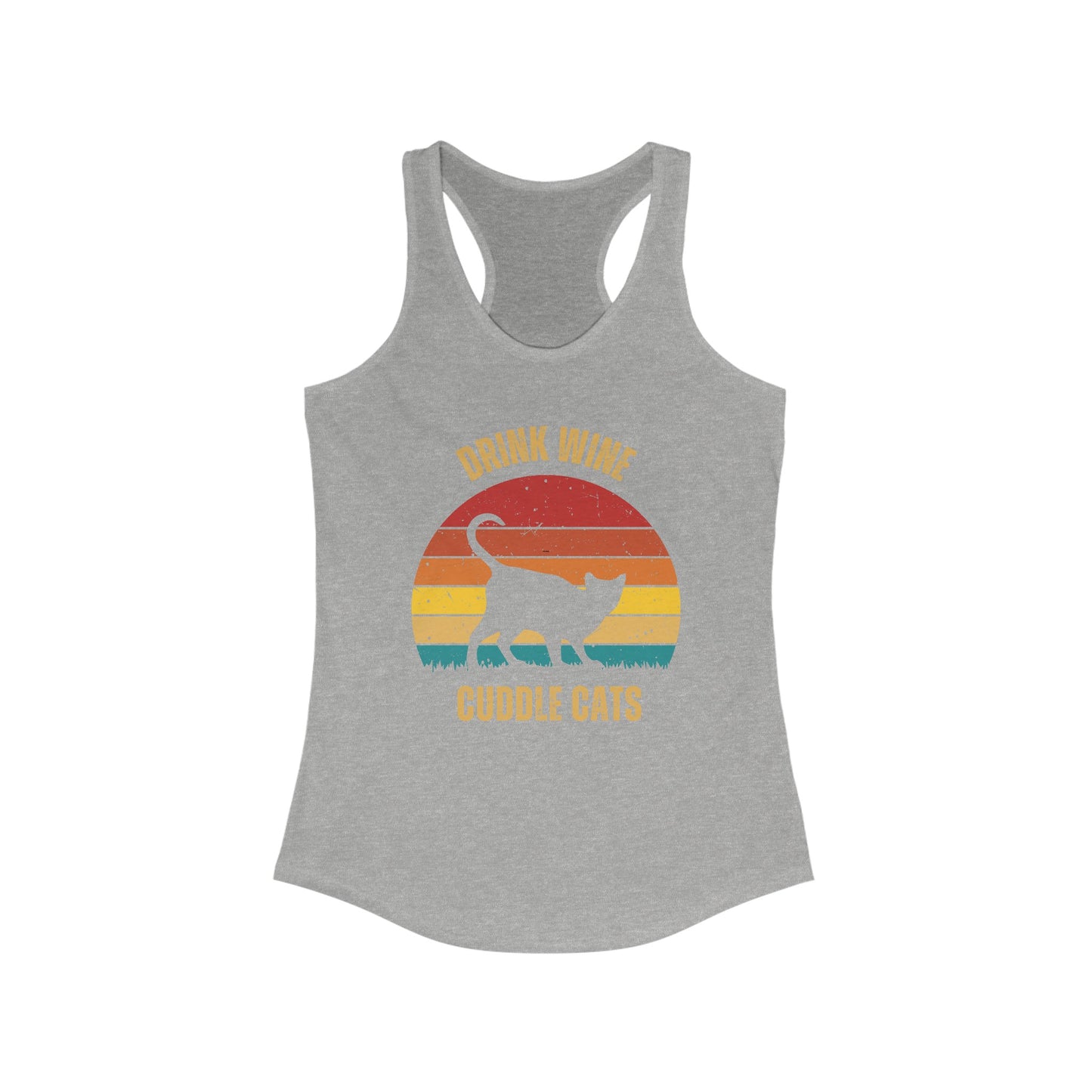 Drink Wine Cuddle Cats Racerback Tank, Funny Cat Shirt, Cat Lover Gift, Cat Tank Top, Cat Mom Gift, Cat Dad Gift, Cat Lover Shirt, Wine Drinker Gift
