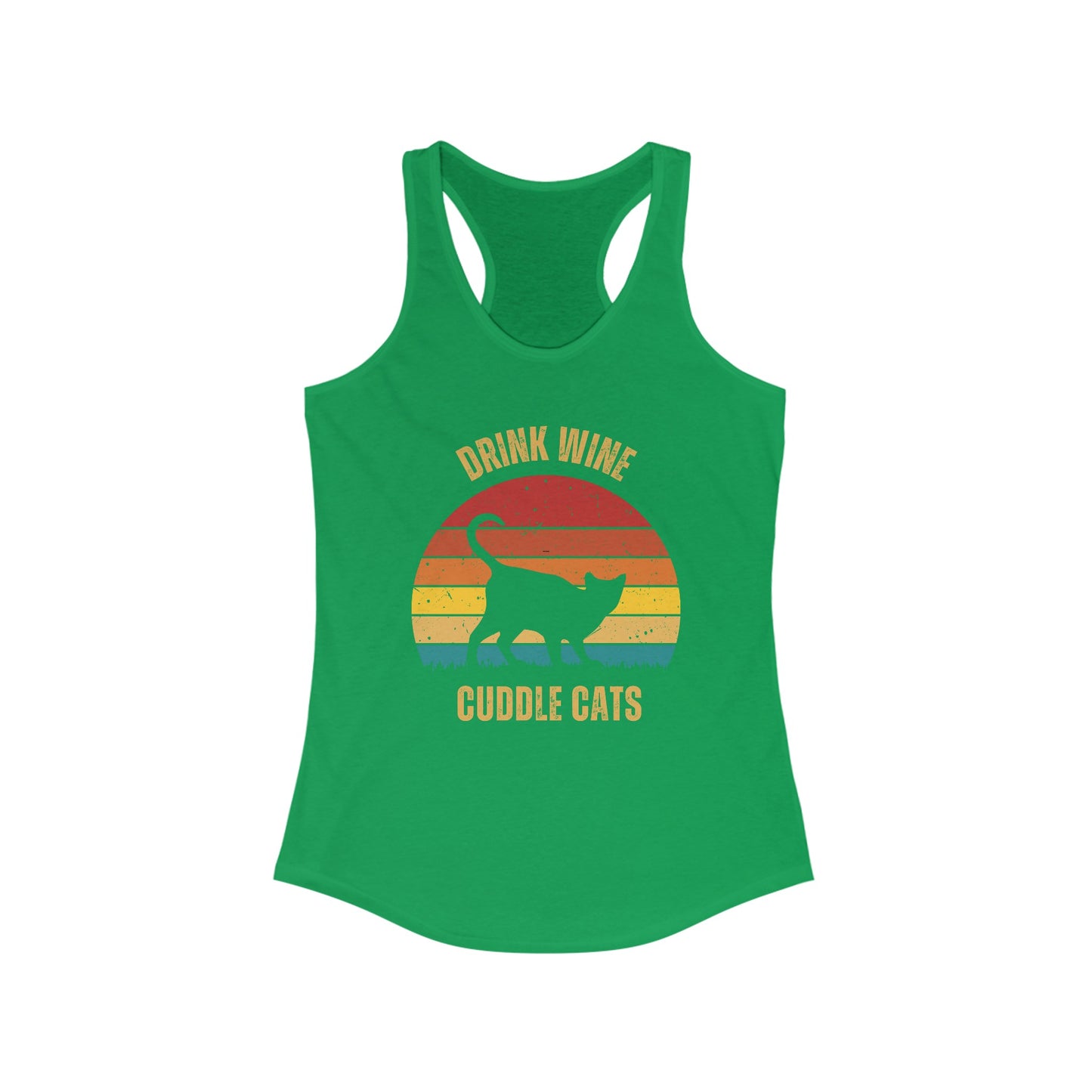 Drink Wine Cuddle Cats Racerback Tank, Funny Cat Shirt, Cat Lover Gift, Cat Tank Top, Cat Mom Gift, Cat Dad Gift, Cat Lover Shirt, Wine Drinker Gift