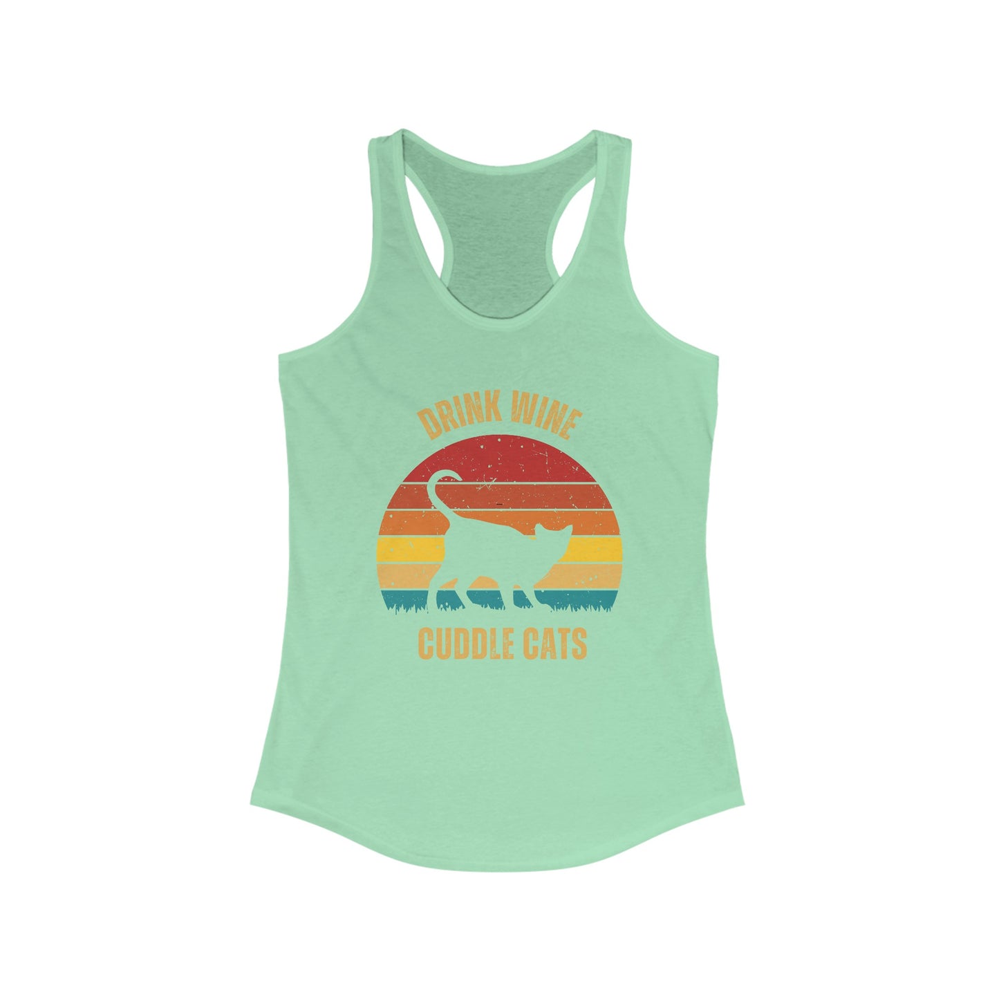 Drink Wine Cuddle Cats Racerback Tank, Funny Cat Shirt, Cat Lover Gift, Cat Tank Top, Cat Mom Gift, Cat Dad Gift, Cat Lover Shirt, Wine Drinker Gift