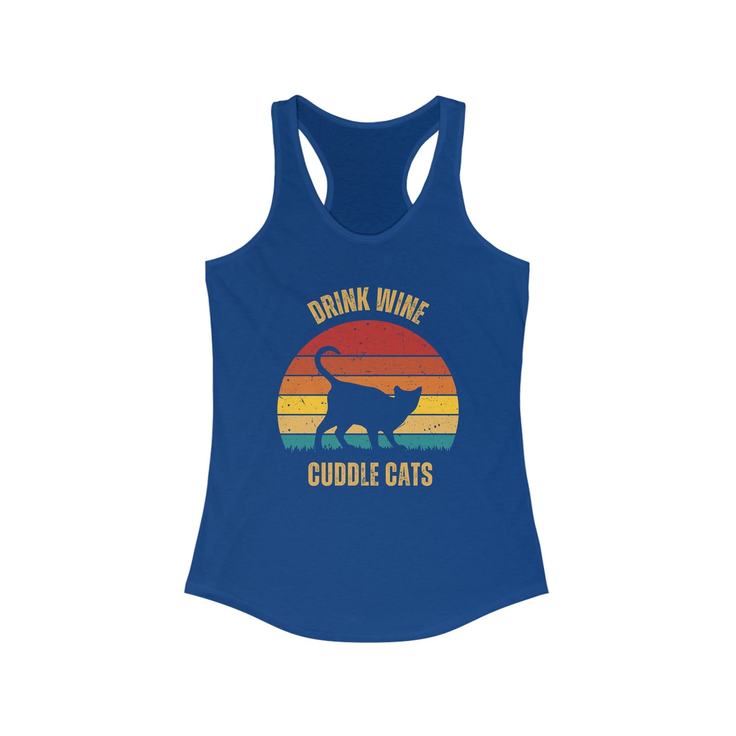Drink Wine Cuddle Cats Racerback Tank, Funny Cat Shirt, Cat Lover Gift, Cat Tank Top, Cat Mom Gift, Cat Dad Gift, Cat Lover Shirt, Wine Drinker Gift