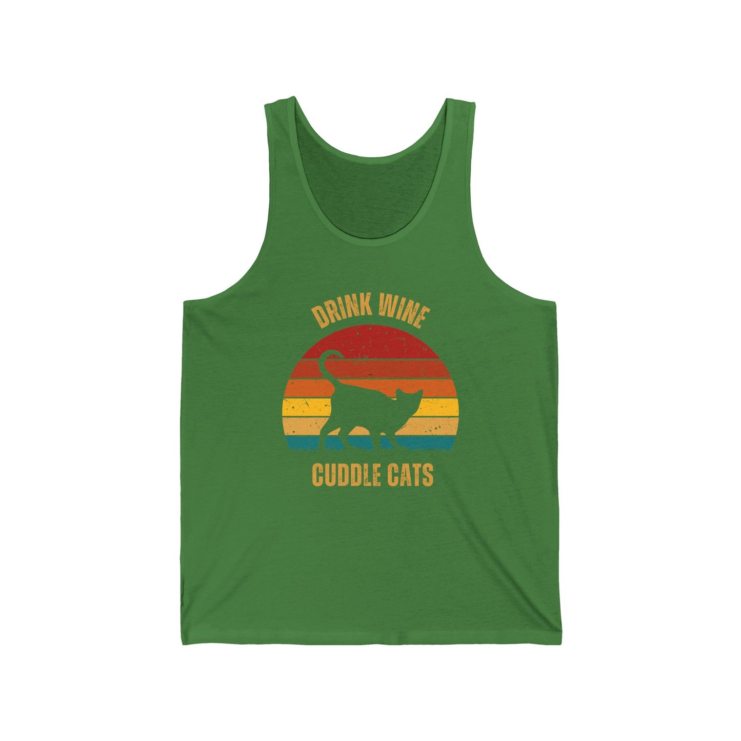 Drink Wine Cuddle Cats Unisex Jersey Tank, Momma Cat Gift, Cat Dad Gift, Wine Drinker Gift, Funny Cat Tank Top