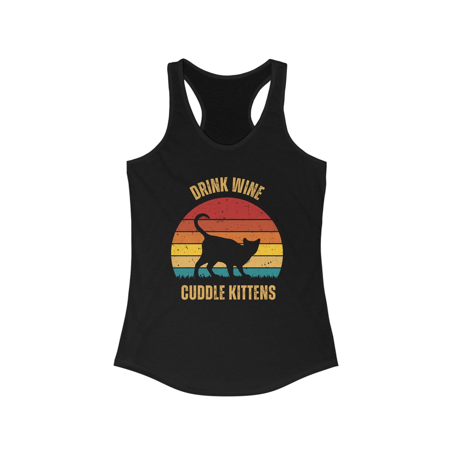 Drink Wine Cuddle Kittens Racerback Tank, Funny Cat Shirt, Cat Lover Gift, Cat Tank Top, Cat Mom Gift, Cat Dad Gift, Cat Lover Shirt, Wine Drinker Gift