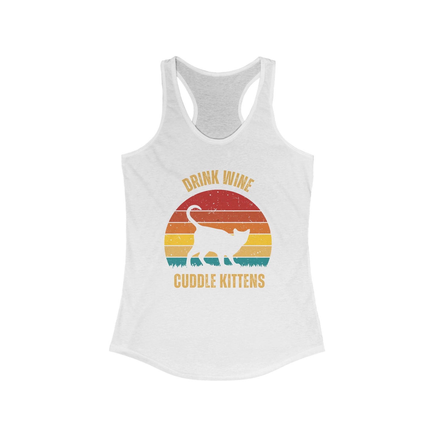 Drink Wine Cuddle Kittens Racerback Tank, Funny Cat Shirt, Cat Lover Gift, Cat Tank Top, Cat Mom Gift, Cat Dad Gift, Cat Lover Shirt, Wine Drinker Gift