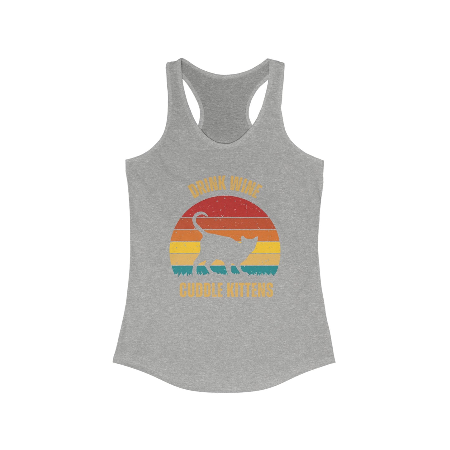 Drink Wine Cuddle Kittens Racerback Tank, Funny Cat Shirt, Cat Lover Gift, Cat Tank Top, Cat Mom Gift, Cat Dad Gift, Cat Lover Shirt, Wine Drinker Gift