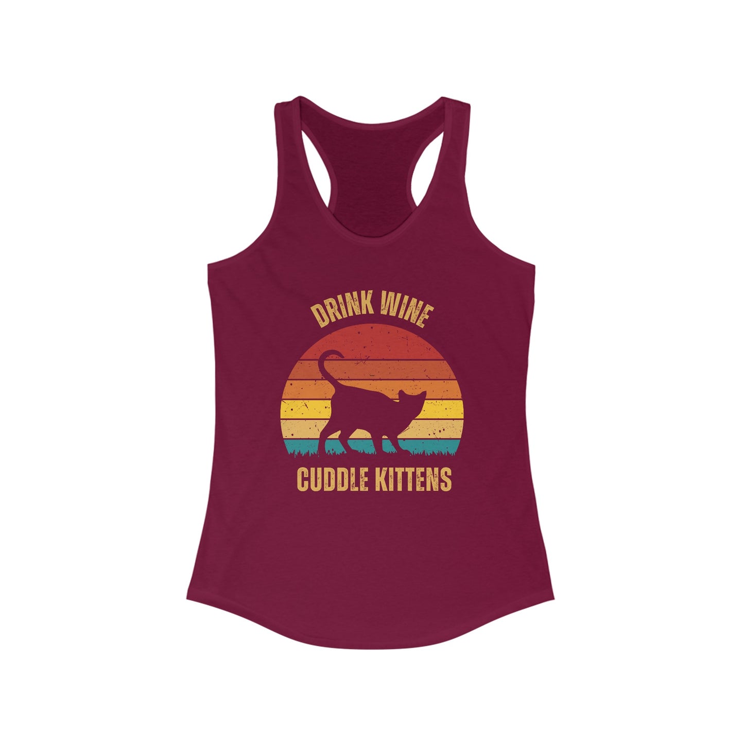 Drink Wine Cuddle Kittens Racerback Tank, Funny Cat Shirt, Cat Lover Gift, Cat Tank Top, Cat Mom Gift, Cat Dad Gift, Cat Lover Shirt, Wine Drinker Gift