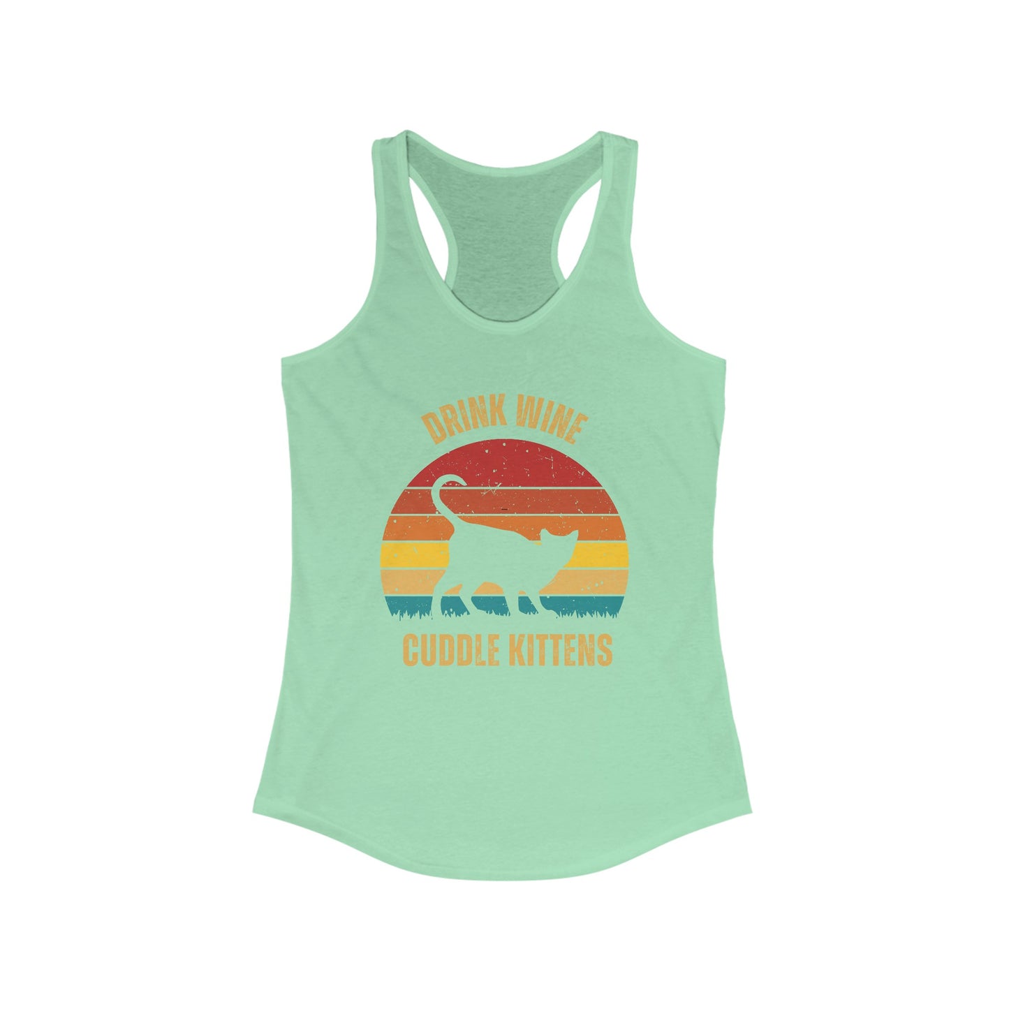 Drink Wine Cuddle Kittens Racerback Tank, Funny Cat Shirt, Cat Lover Gift, Cat Tank Top, Cat Mom Gift, Cat Dad Gift, Cat Lover Shirt, Wine Drinker Gift