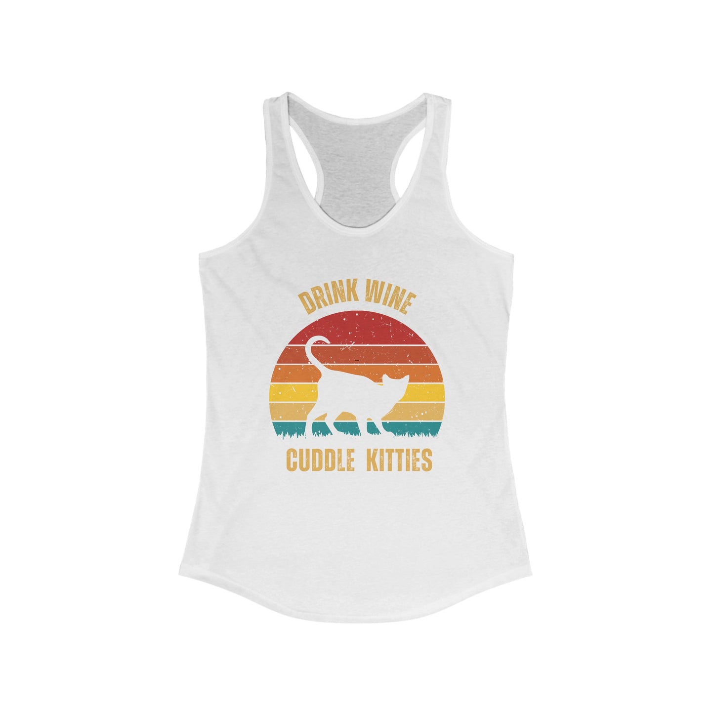 Drink Wine Cuddle Kitties Racerback Tank, Funny Cat Shirt, Cat Lover Gift, Cat Tank Top, Cat Mom Gift, Cat Dad Gift, Cat Lover Shirt, Wine Drinker Gift