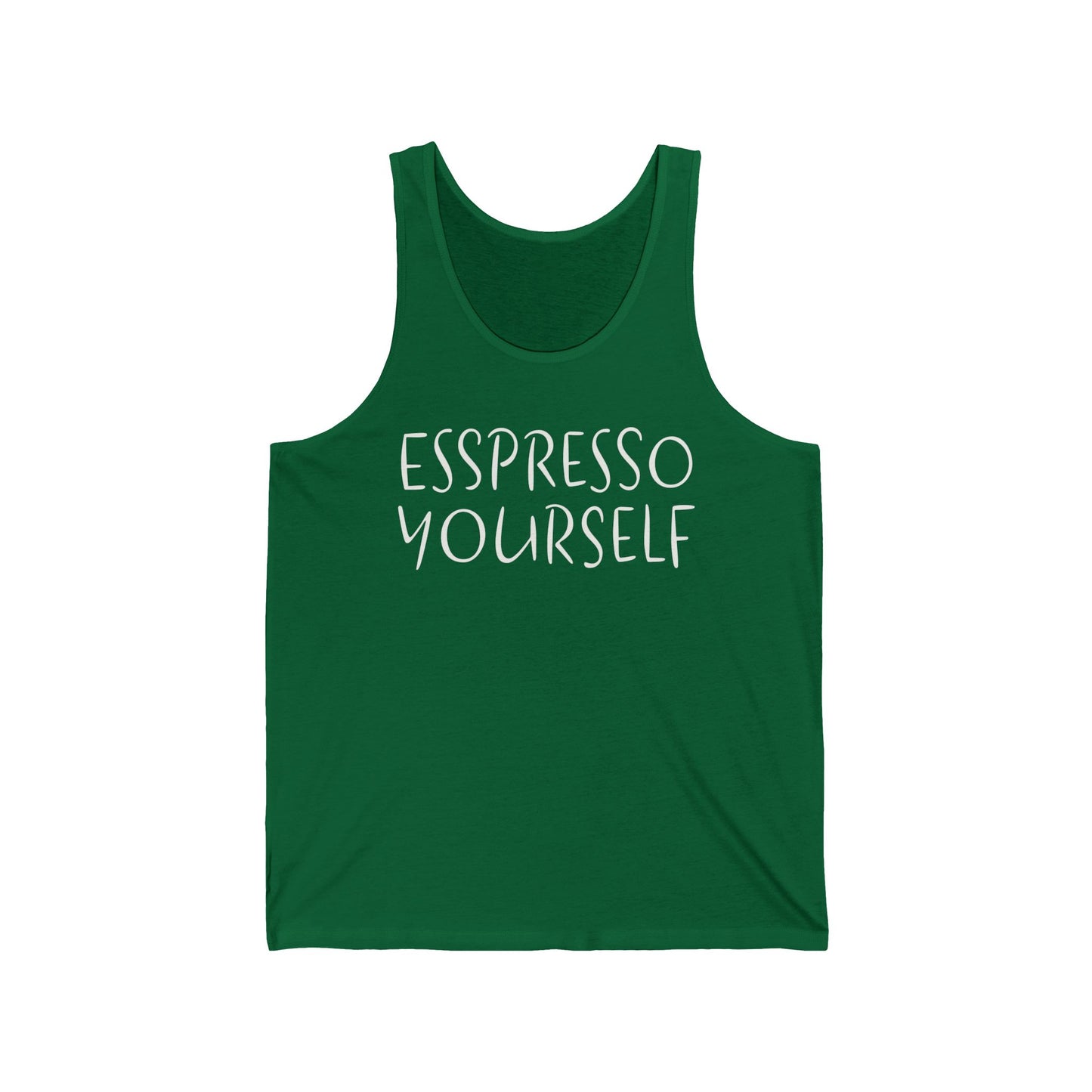 Espresso Yourself Unisex Jersey Tank Top, Coffee Gift, Coffee Lover Gift, Coffee Drinker Gift, Mom Gift, Dad Gift, Boyfriend Gift, Girlfriend Gift