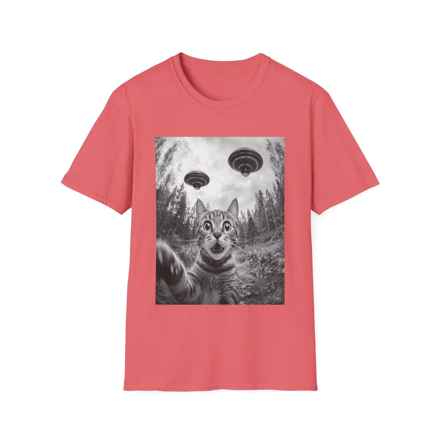 Funny Cat Selfie With Alien UFO Animal Lover Gift Unisex T-Shirt
