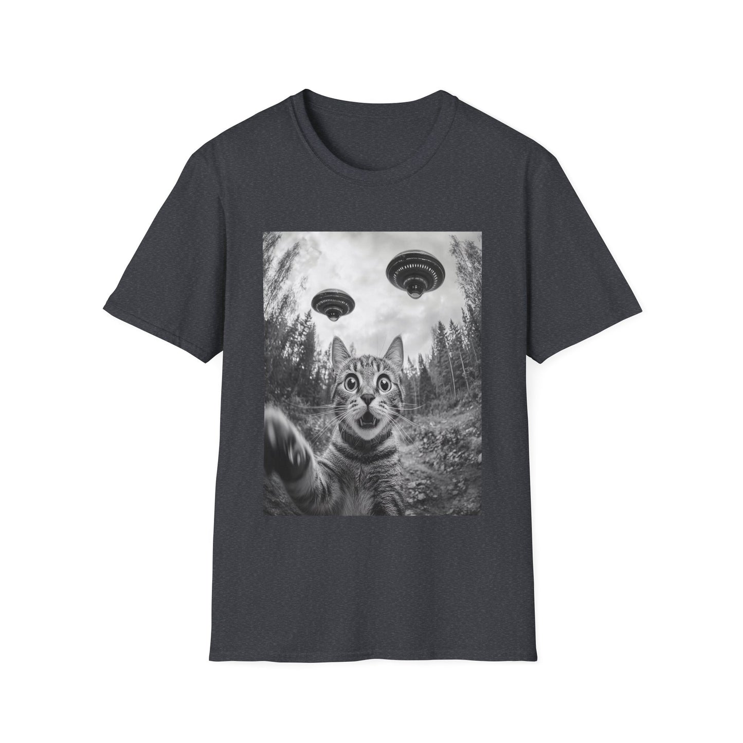Funny Cat Selfie With Alien UFO Animal Lover Gift Unisex T-Shirt