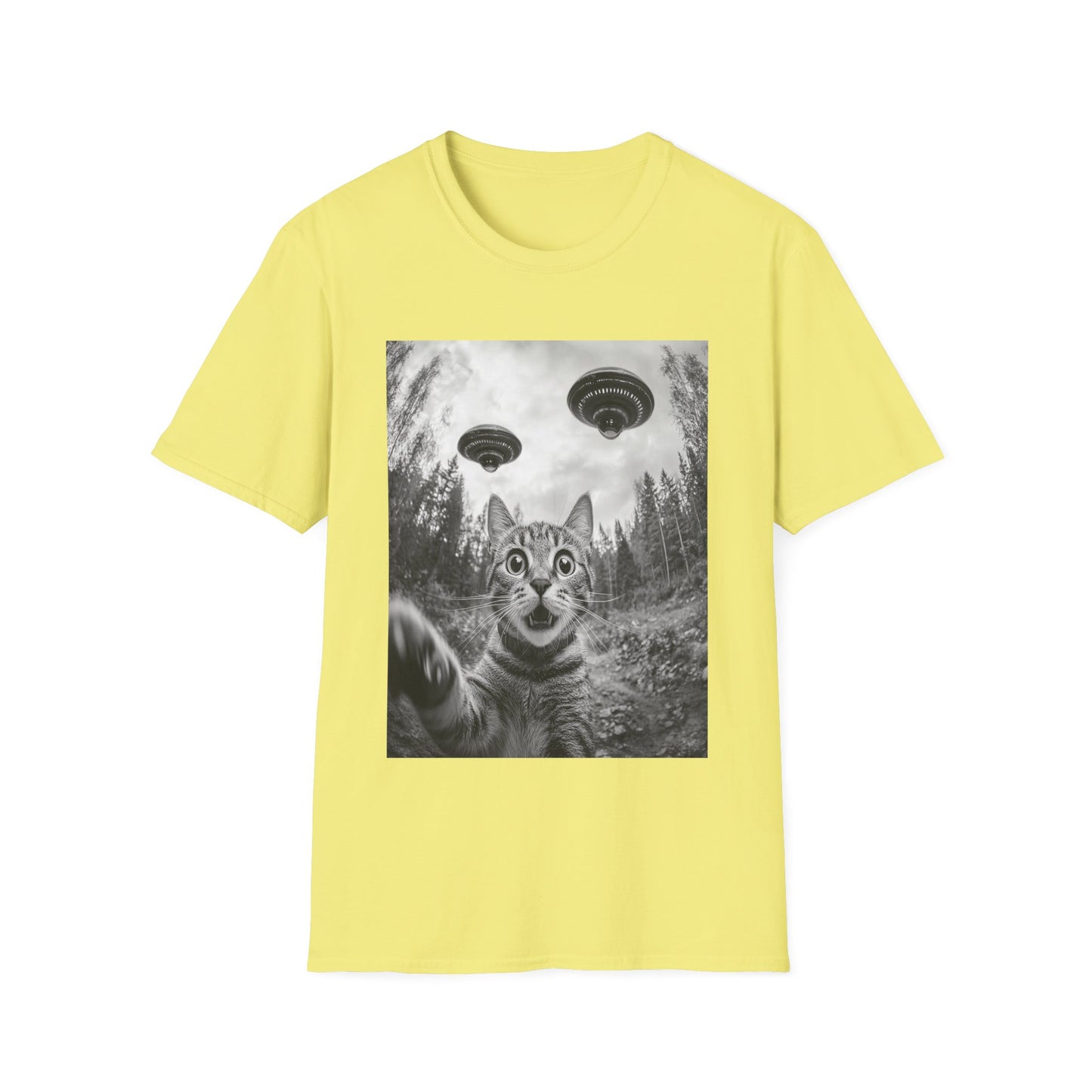 Funny Cat Selfie With Alien UFO Animal Lover Gift Unisex T-Shirt