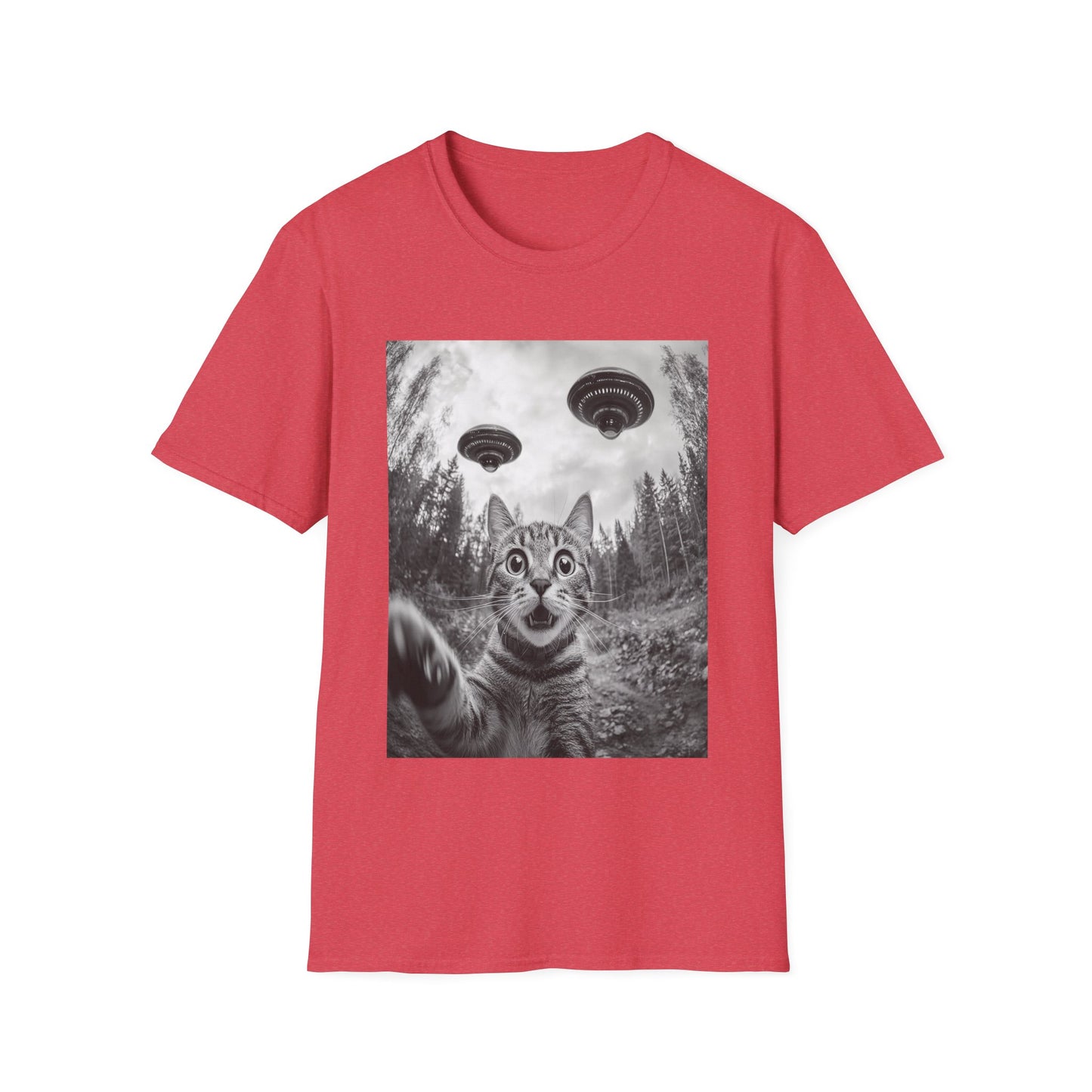 Funny Cat Selfie With Alien UFO Animal Lover Gift Unisex T-Shirt
