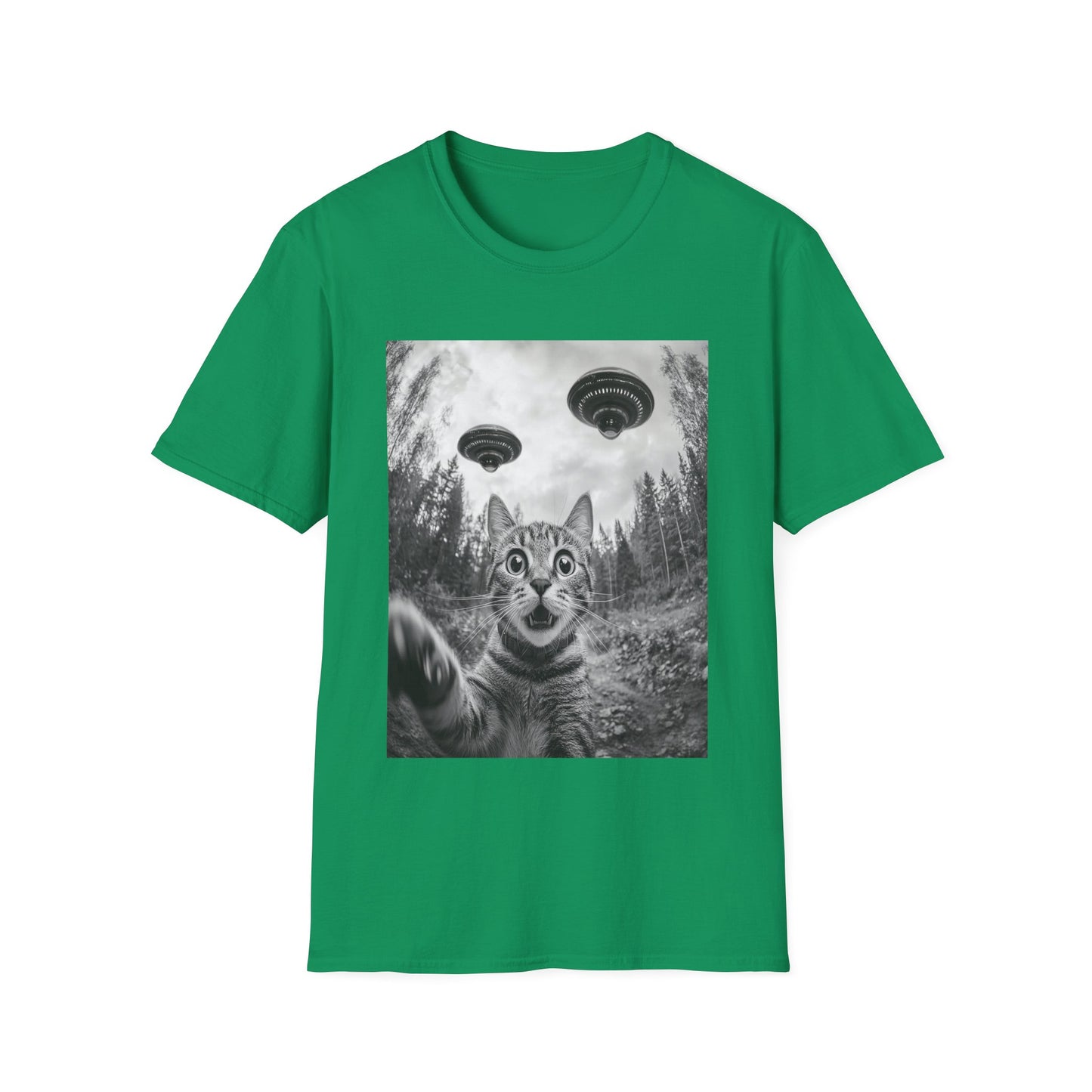 Funny Cat Selfie With Alien UFO Animal Lover Gift Unisex T-Shirt