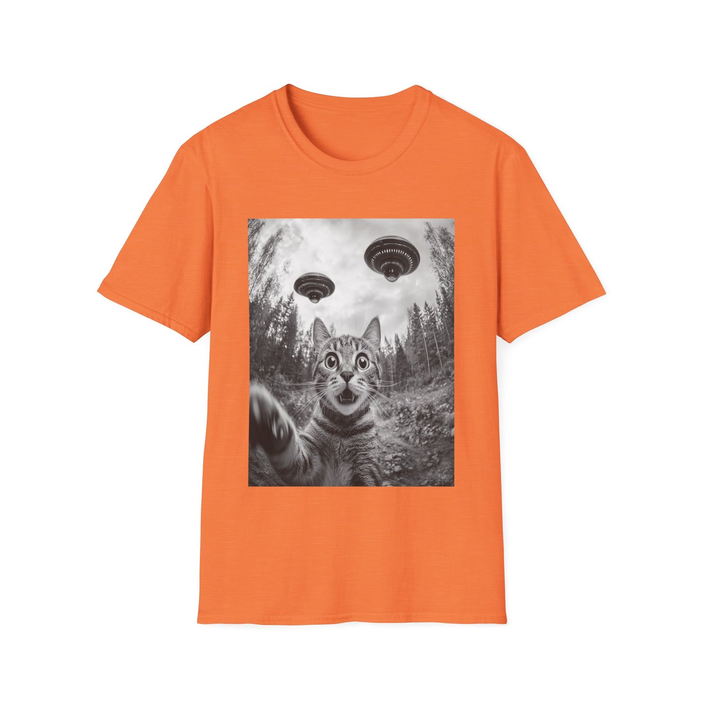 Funny Cat Selfie With Alien UFO Animal Lover Gift Unisex T-Shirt