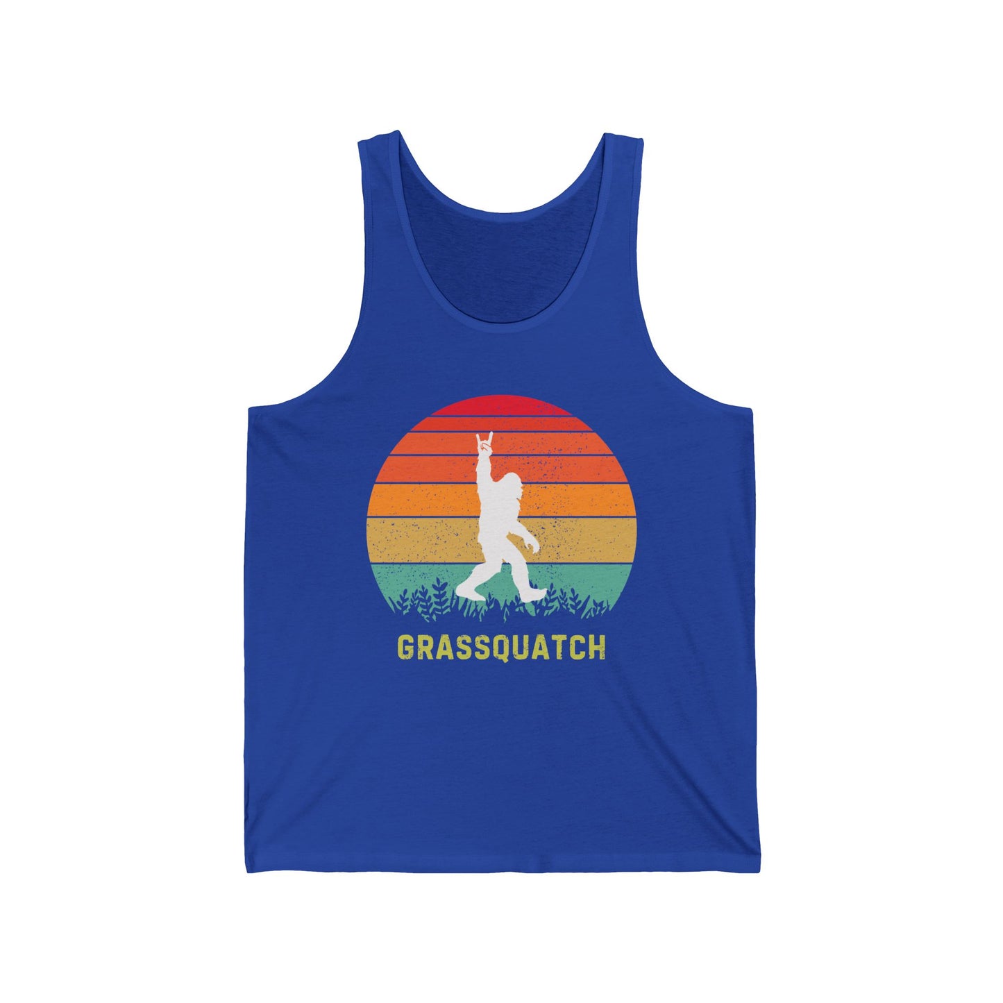 Grassquatch Unisex Jersey Tank Top, Bluegrass Tank Top, Sasquatch Lover Gift, Funny Tank Top, Music Lover Gift
