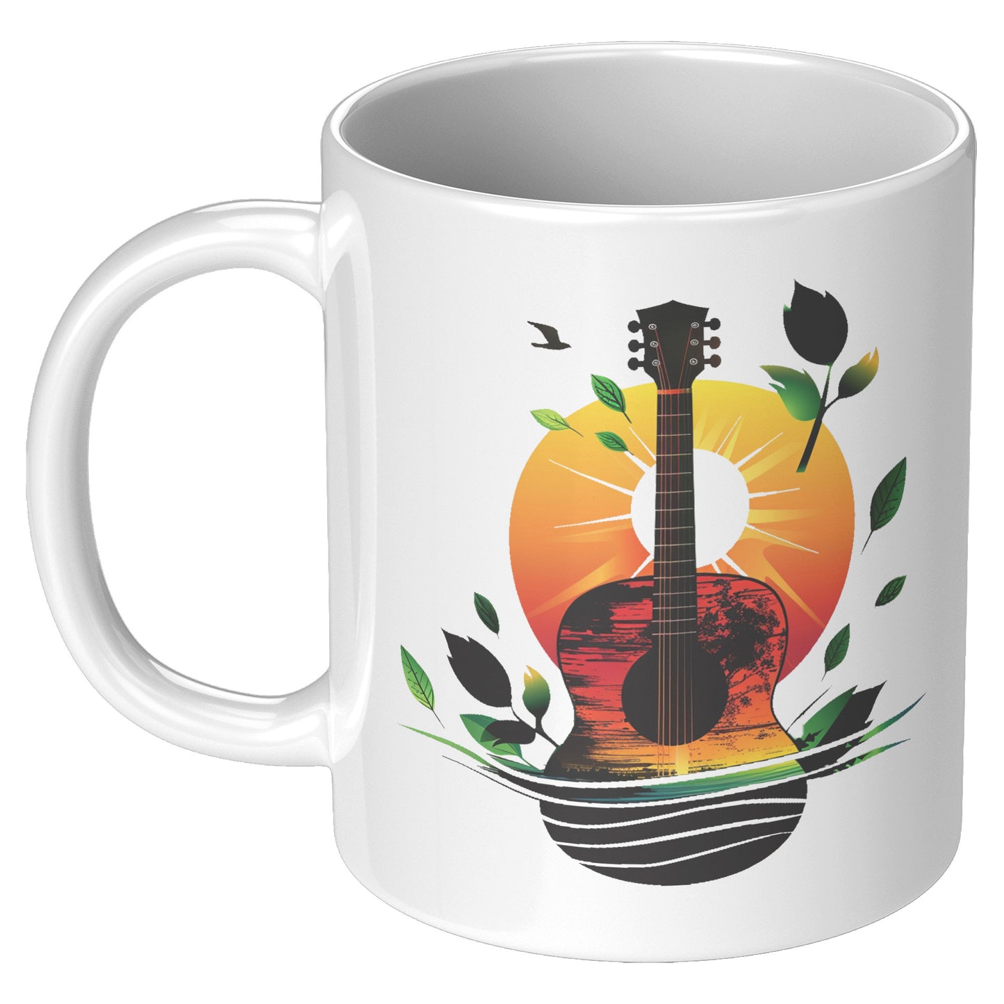 Guitar Sunset 11oz White Coffee Mug Guitar Player Gift, Guitar Lover Gift