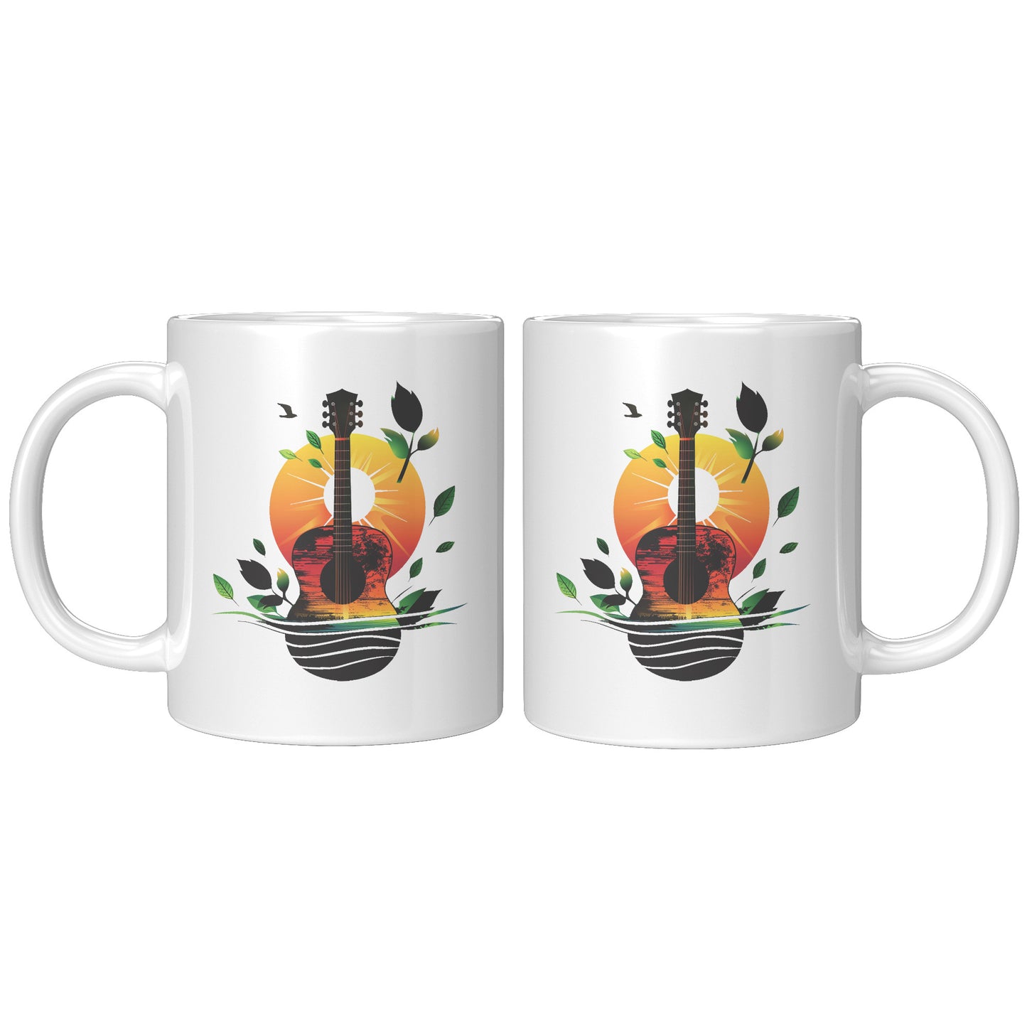 Guitar Sunset 11oz White Coffee Mug Guitar Player Gift, Guitar Lover Gift