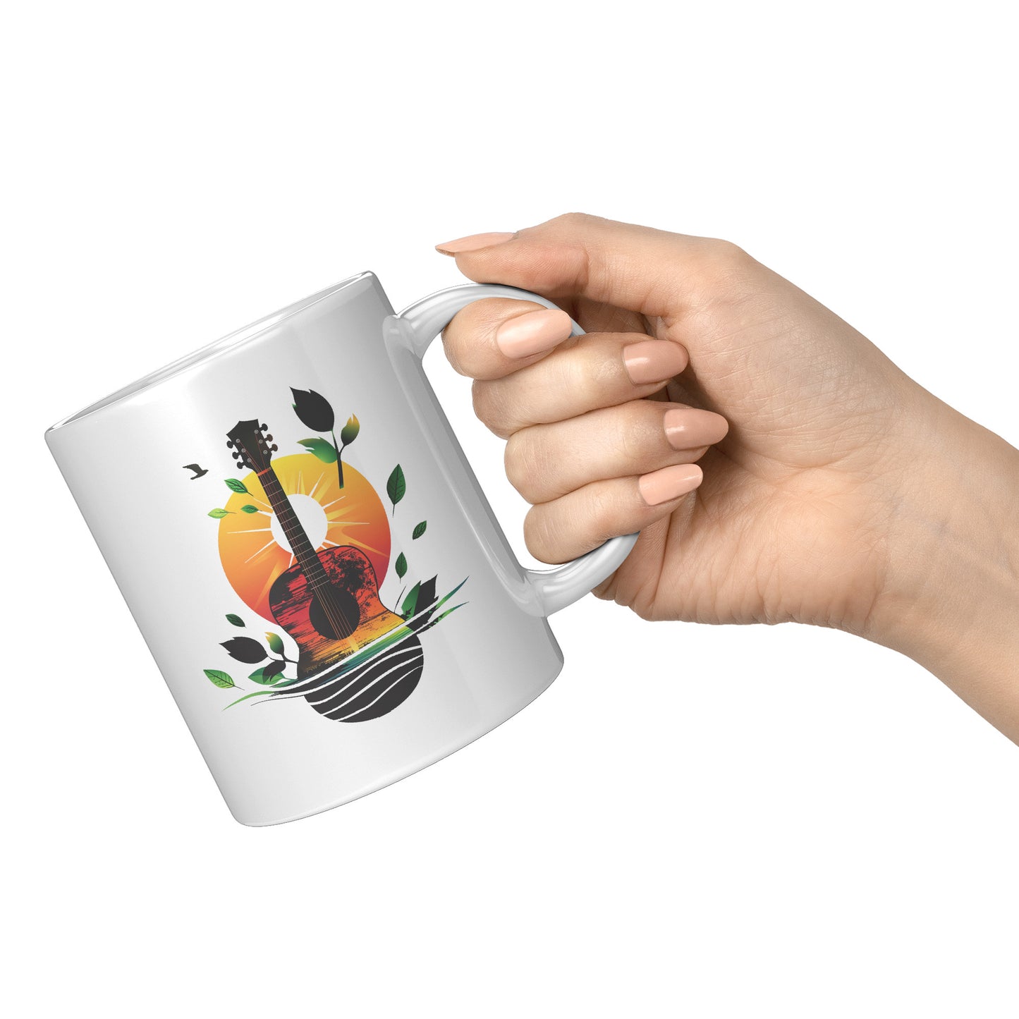 Guitar Sunset 11oz White Coffee Mug Guitar Player Gift, Guitar Lover Gift