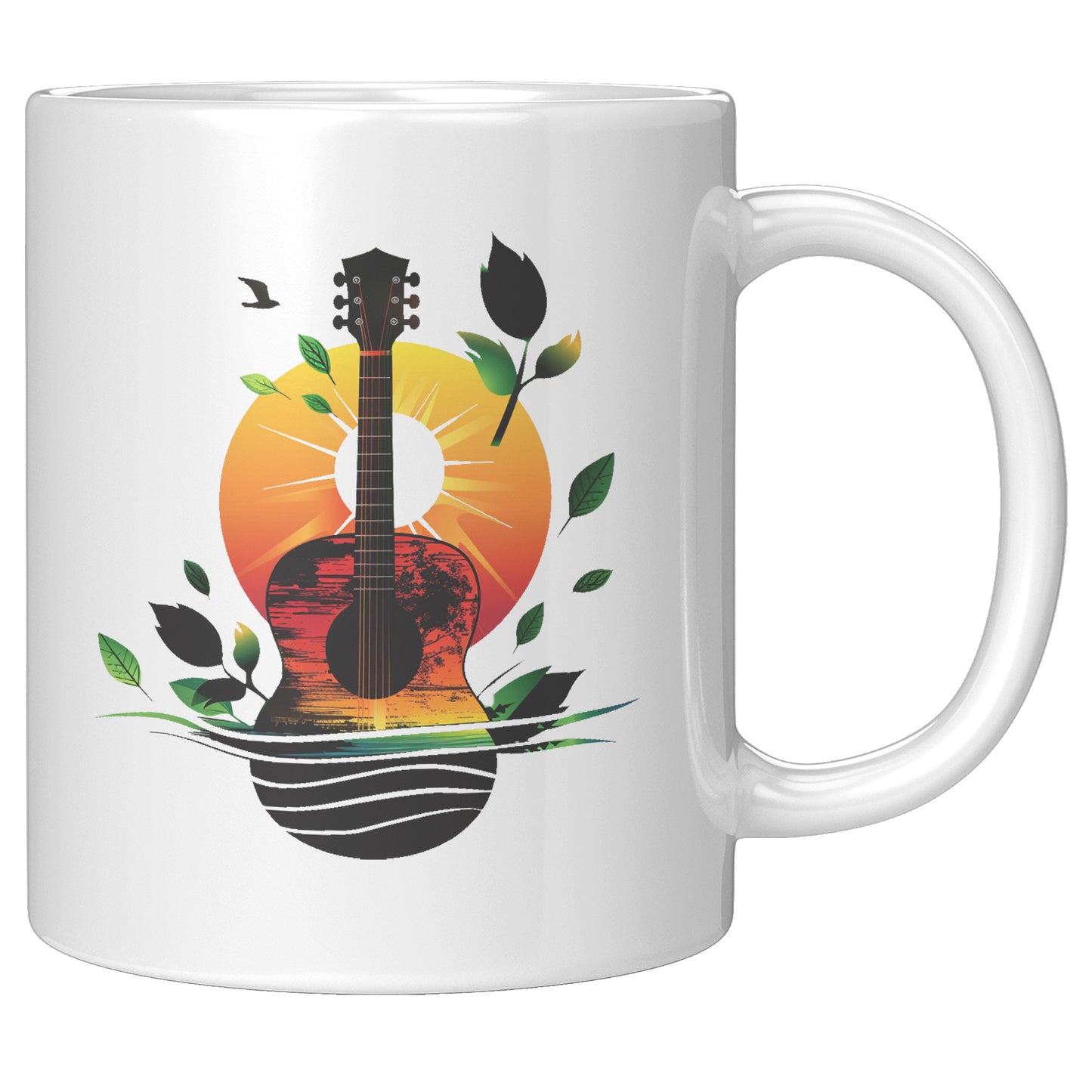 Guitar Sunset 11oz White Coffee Mug Guitar Player Gift, Guitar Lover Gift