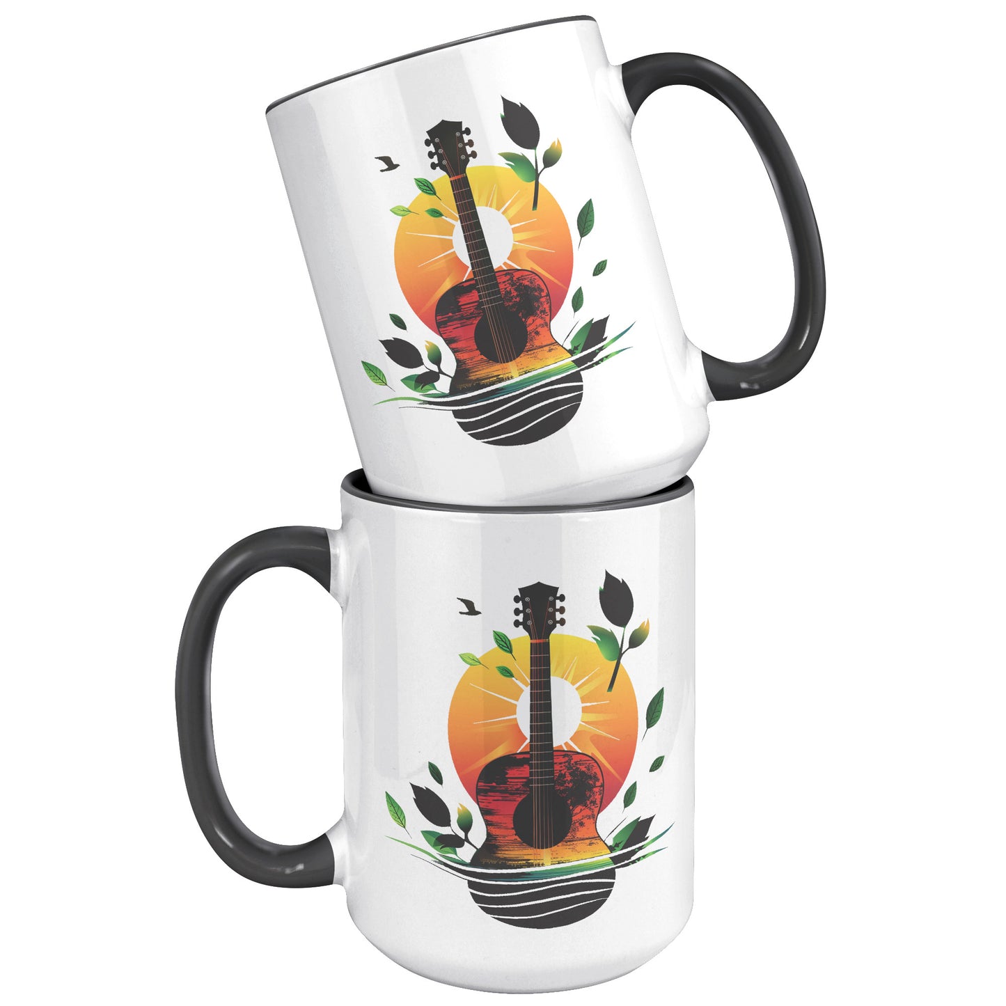 Guitar Sunset 15oz Accent Coffee Mug Guitar Player Gift, Guitar Lover Gift