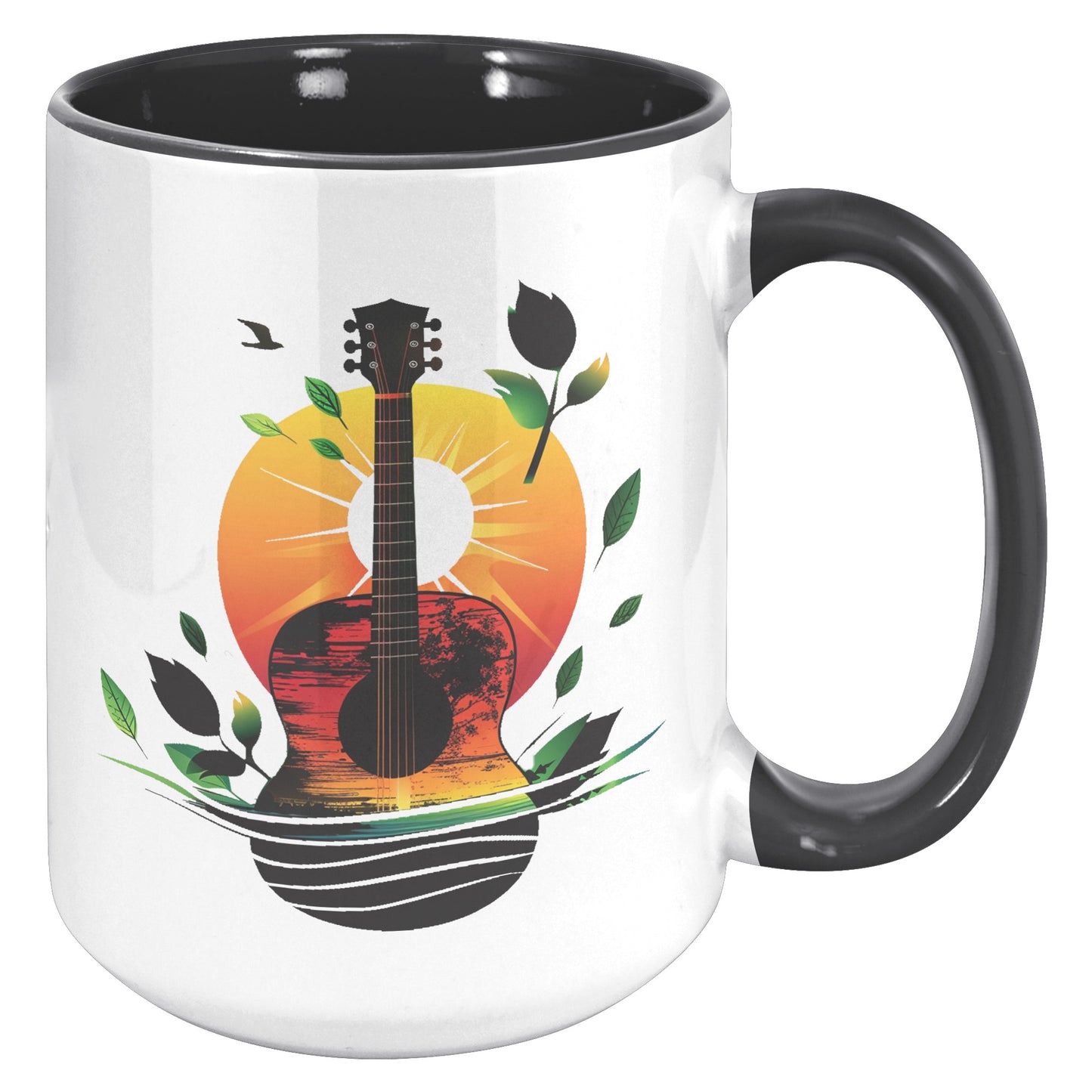 Guitar Sunset 15oz Accent Coffee Mug Guitar Player Gift, Guitar Lover Gift