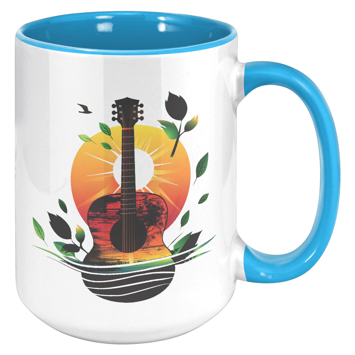 Guitar Sunset 15oz Accent Coffee Mug Guitar Player Gift, Guitar Lover Gift