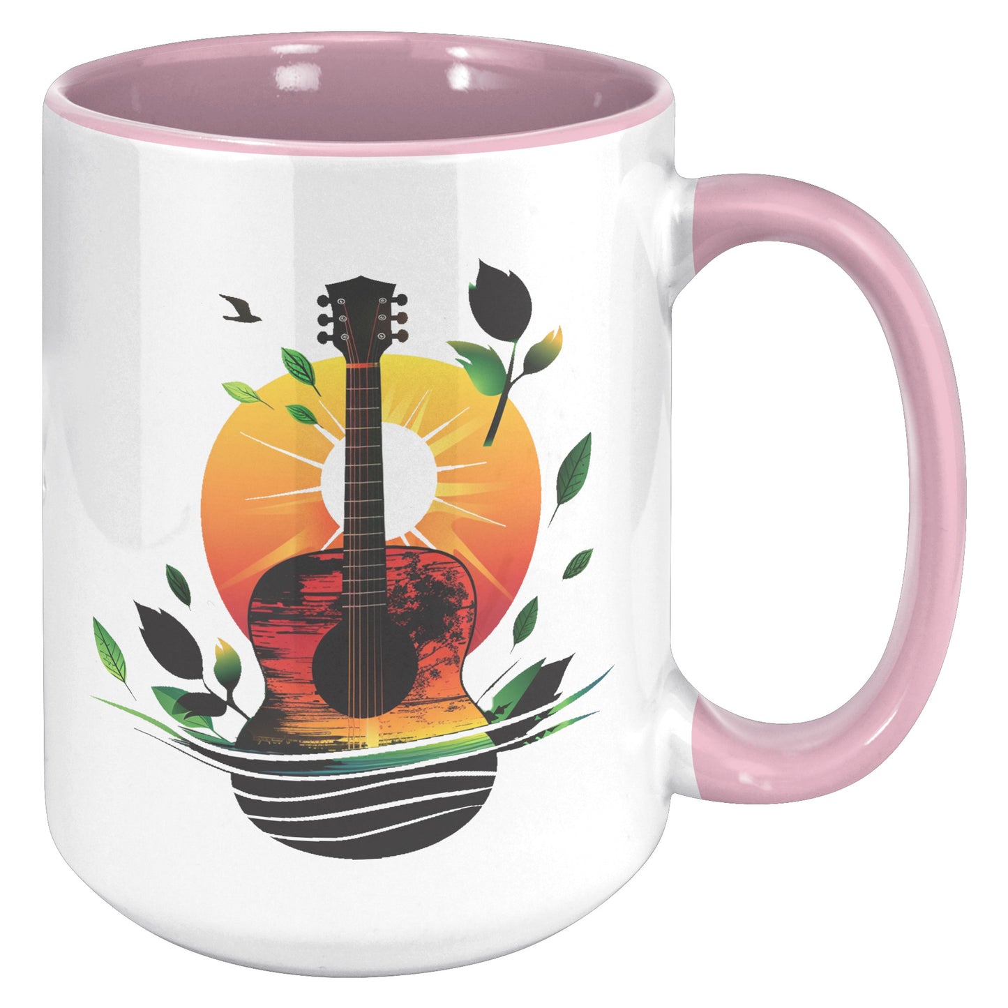 Guitar Sunset 15oz Accent Coffee Mug Guitar Player Gift, Guitar Lover Gift