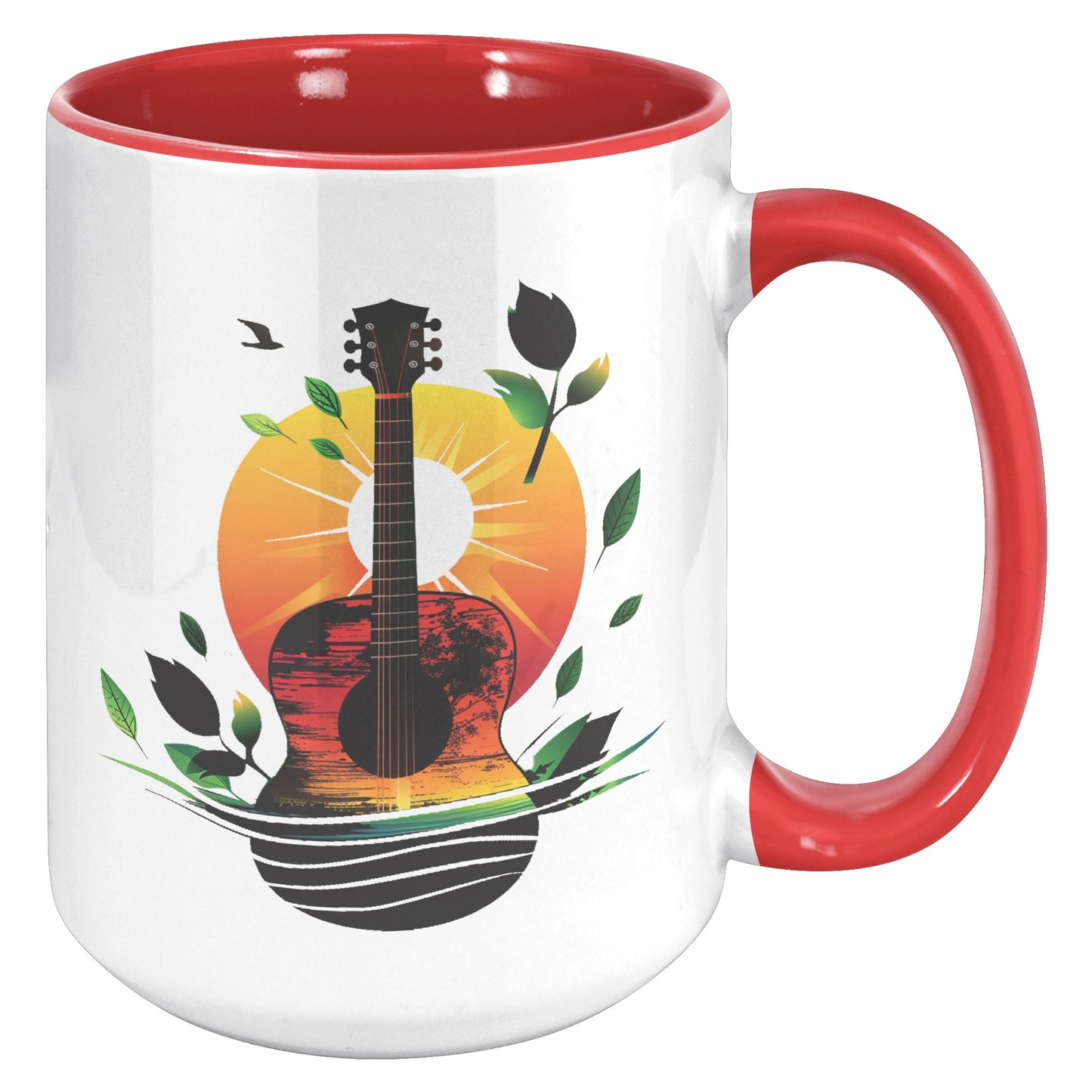 Guitar Sunset 15oz Accent Coffee Mug Guitar Player Gift, Guitar Lover Gift
