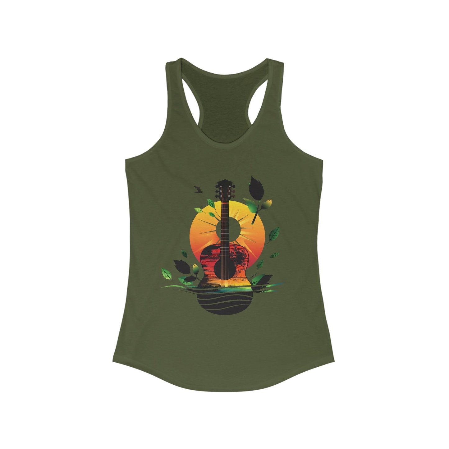 Guitar Sunset Racerback Tank Top, Bluegrass Tank Top, Music Lover Gift, Festival Tee, Guitar Lover Gift