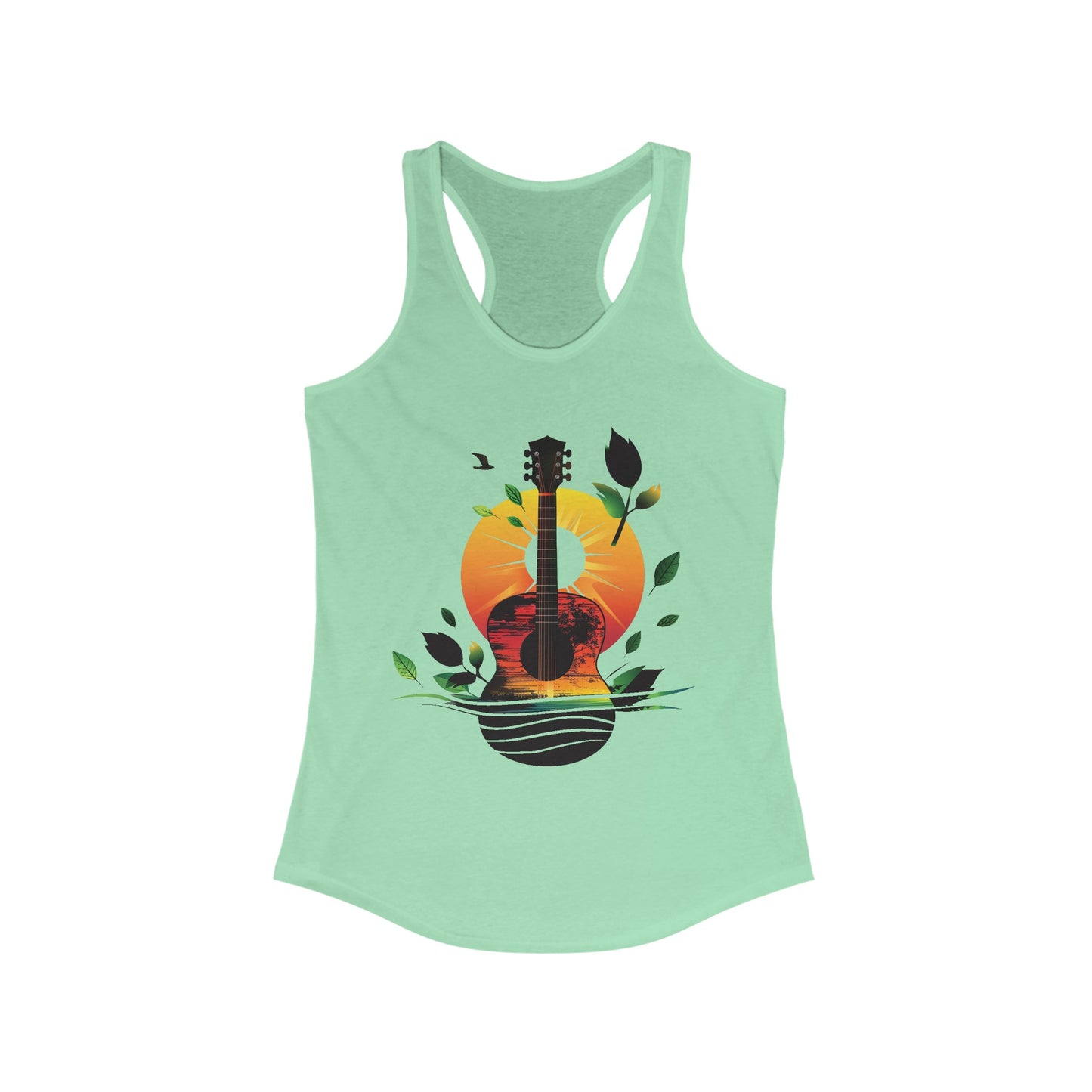 Guitar Sunset Racerback Tank Top, Bluegrass Tank Top, Music Lover Gift, Festival Tee, Guitar Lover Gift
