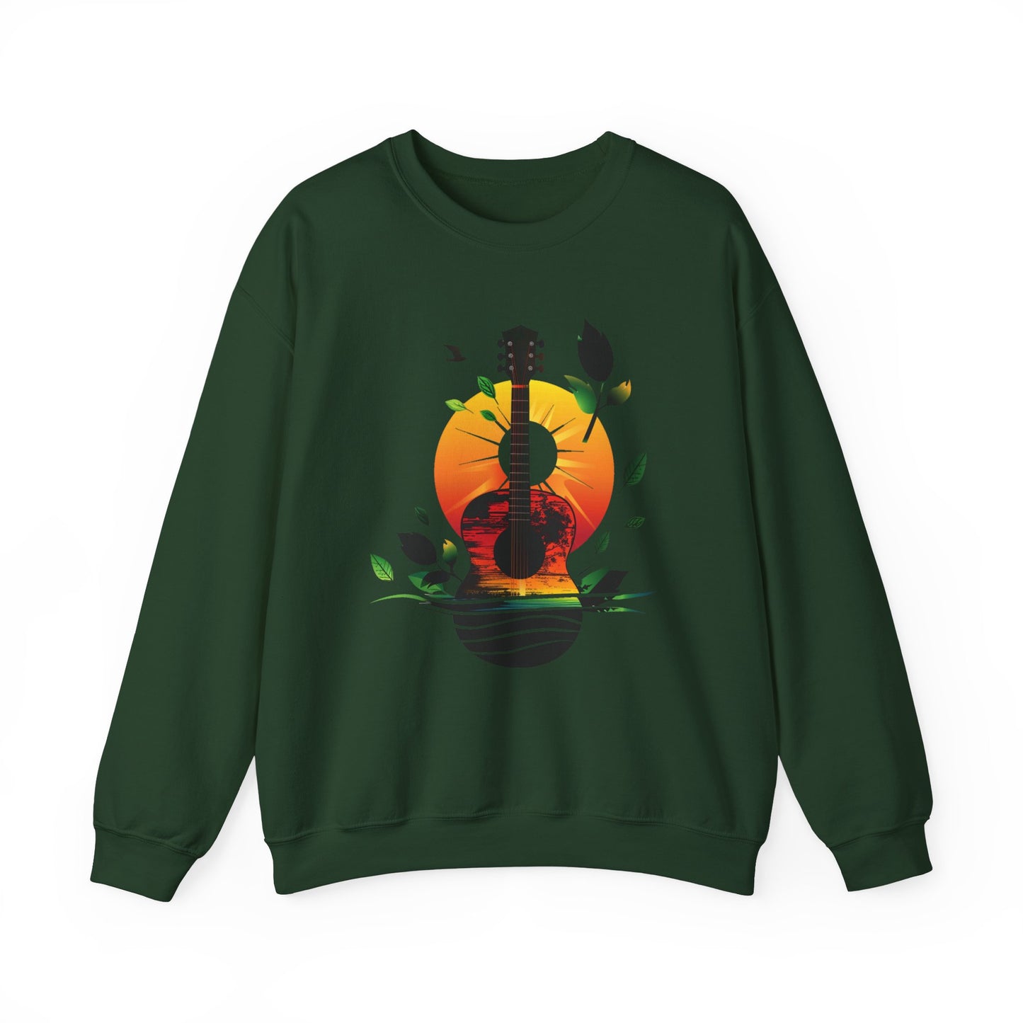 Guitar Sunset Unisex Heavy Blend™ Crewneck Sweatshirt, Peace sign, Rainbow Guitar, Music Lover Gift, Guitar Player Gift, Festival Sweatshirt
