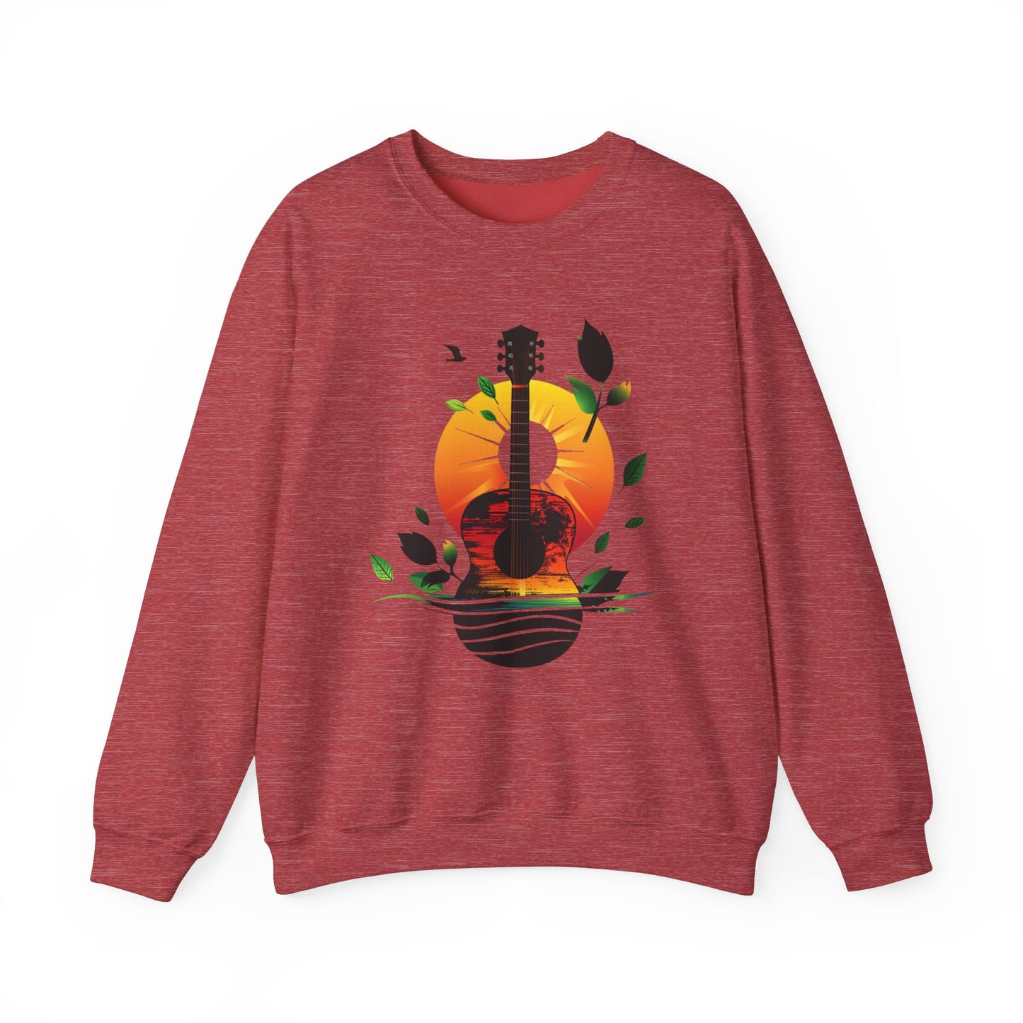 Guitar Sunset Unisex Heavy Blend™ Crewneck Sweatshirt, Peace sign, Rainbow Guitar, Music Lover Gift, Guitar Player Gift, Festival Sweatshirt
