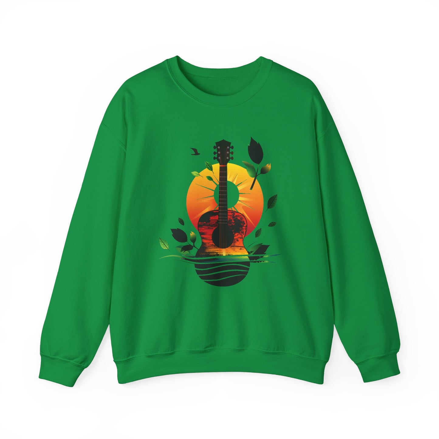 Guitar Sunset Unisex Heavy Blend™ Crewneck Sweatshirt, Peace sign, Rainbow Guitar, Music Lover Gift, Guitar Player Gift, Festival Sweatshirt