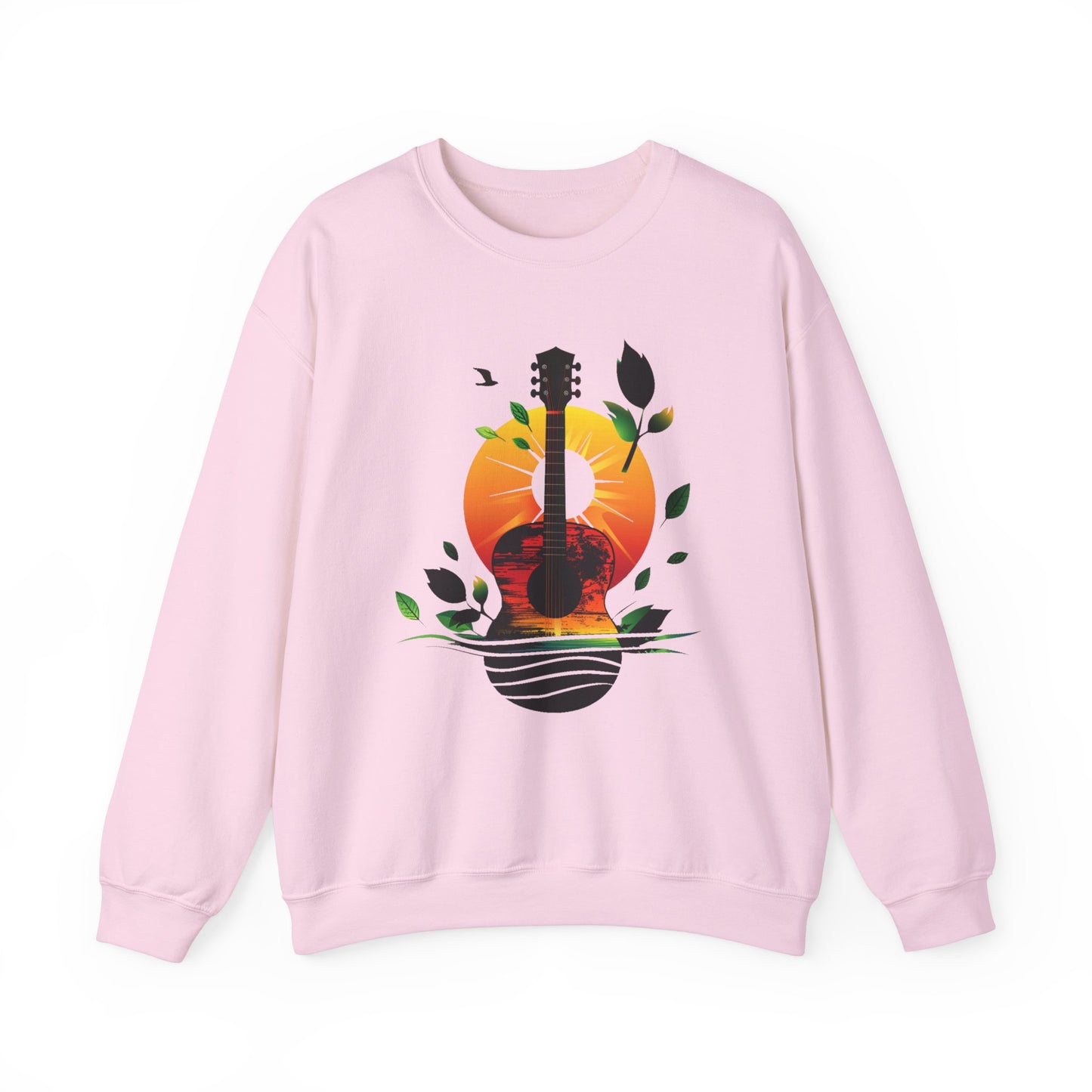 Guitar Sunset Unisex Heavy Blend™ Crewneck Sweatshirt, Peace sign, Rainbow Guitar, Music Lover Gift, Guitar Player Gift, Festival Sweatshirt