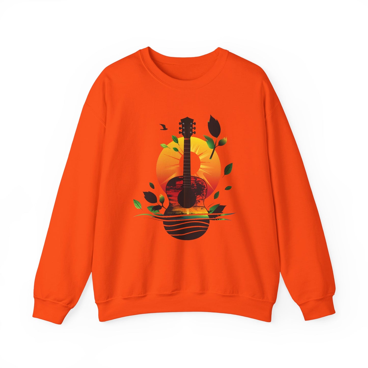 Guitar Sunset Unisex Heavy Blend™ Crewneck Sweatshirt, Peace sign, Rainbow Guitar, Music Lover Gift, Guitar Player Gift, Festival Sweatshirt