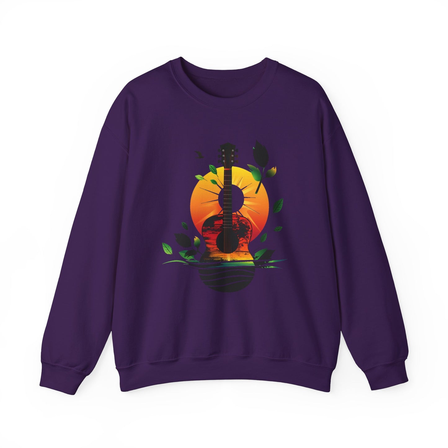 Guitar Sunset Unisex Heavy Blend™ Crewneck Sweatshirt, Peace sign, Rainbow Guitar, Music Lover Gift, Guitar Player Gift, Festival Sweatshirt