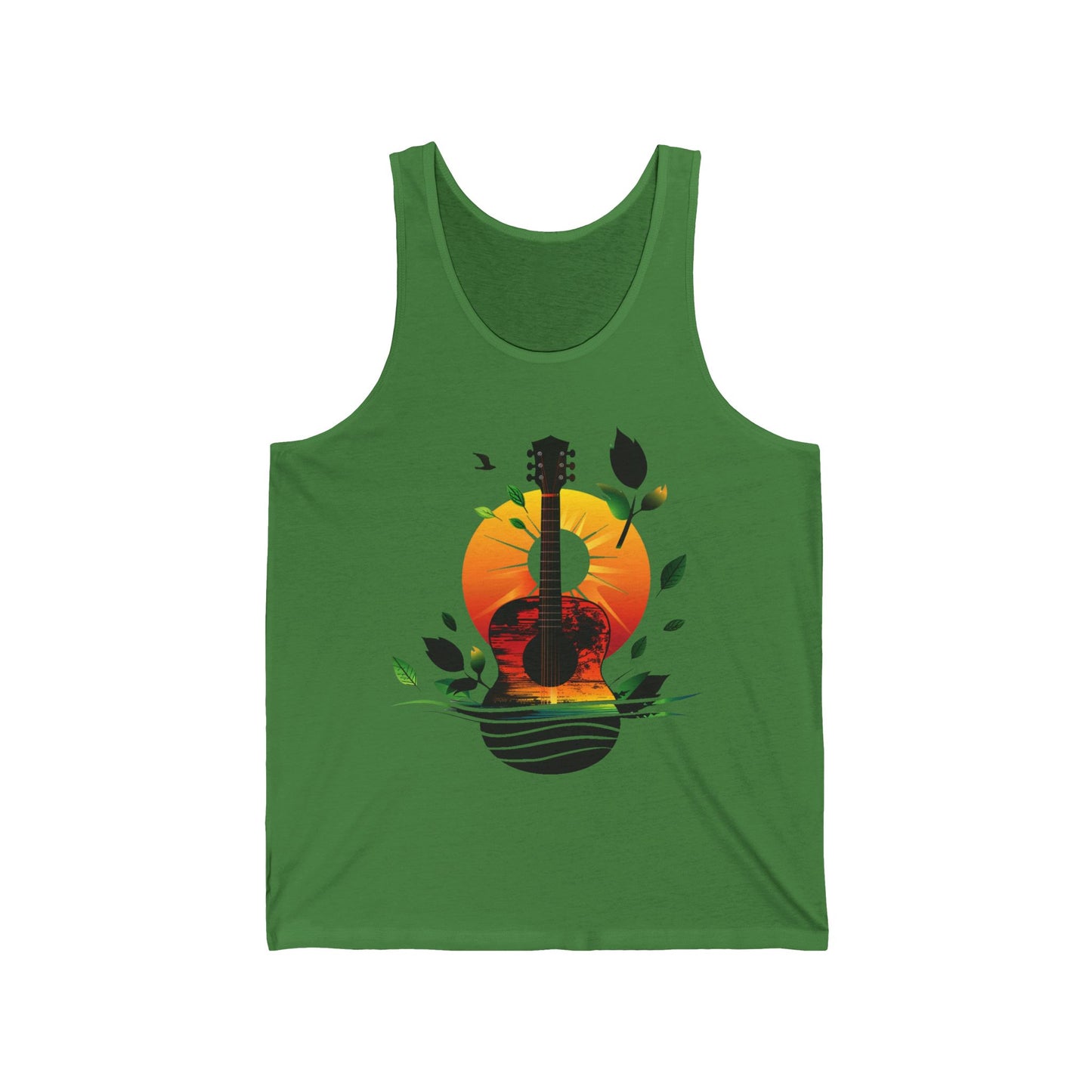 Guitar Sunset Unisex Jersey Tank Top, Bluegrass Tank Top, Music Lover Gift, Festival T-shirt, Guitar Lover Gift